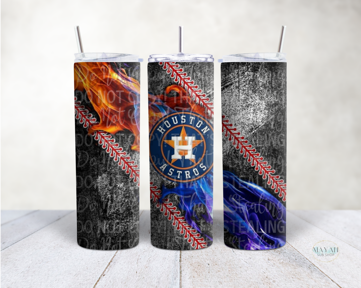 Houston fire and water tumbler. -Mayan Sub Shop