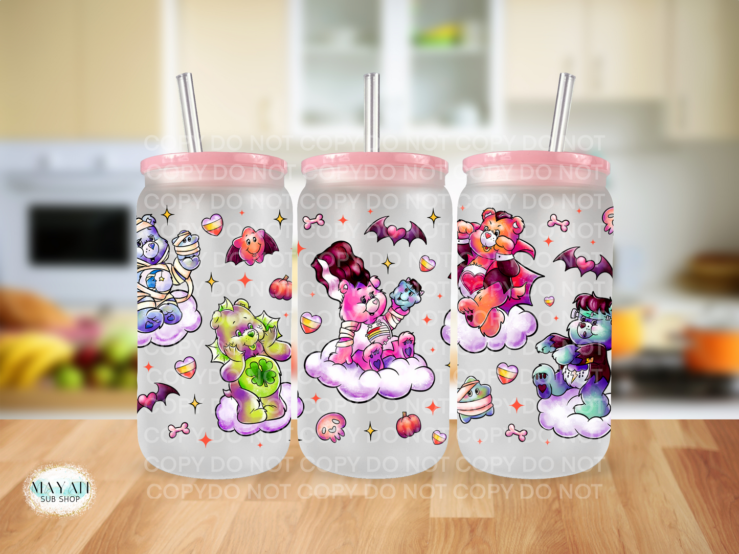 Scare Bears Frosted Glass Can - Mayan Craft Shop