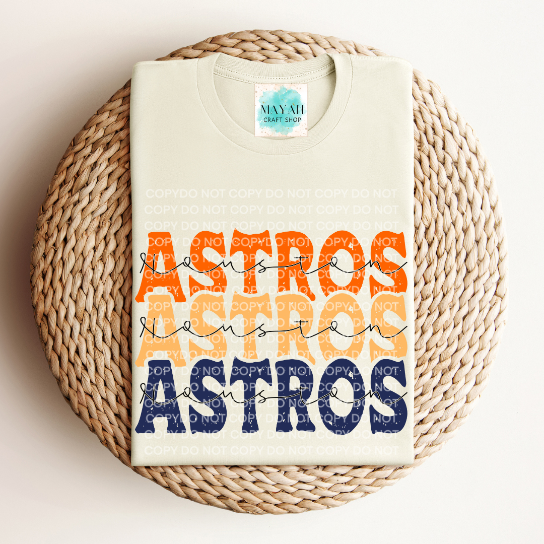 Astros stacked heather natural shirt. -Mayan Craft Shop
