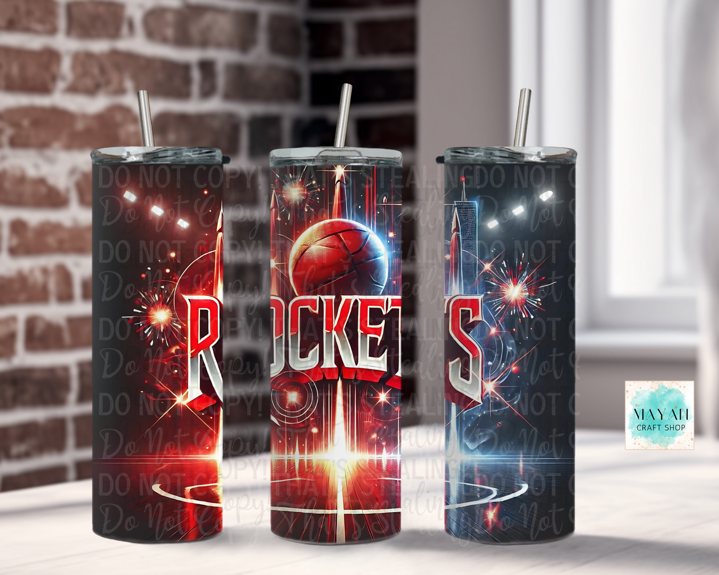 Houston basketball tumbler. -Mayan Craft Shop