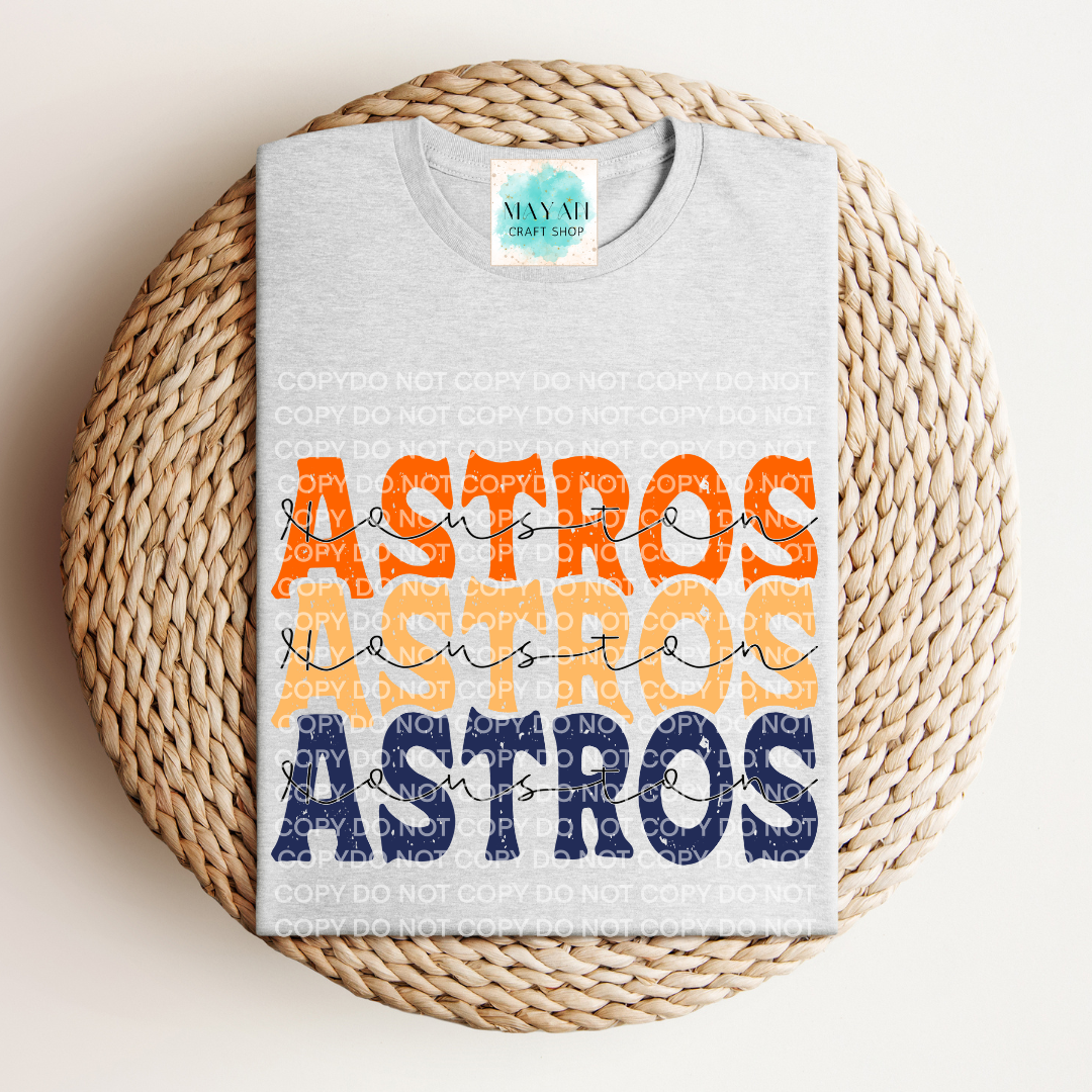 Astros stacked ash grey shirt. -Mayan Craft Shop