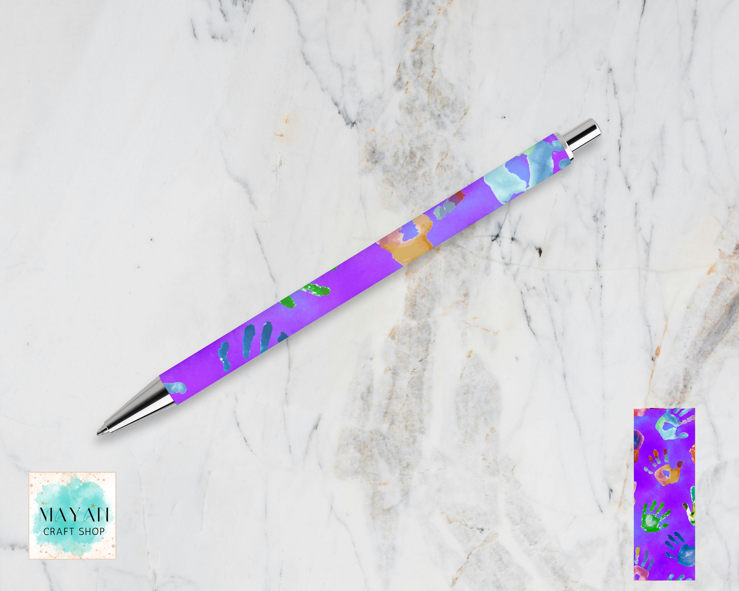 Rainbow hands pen.