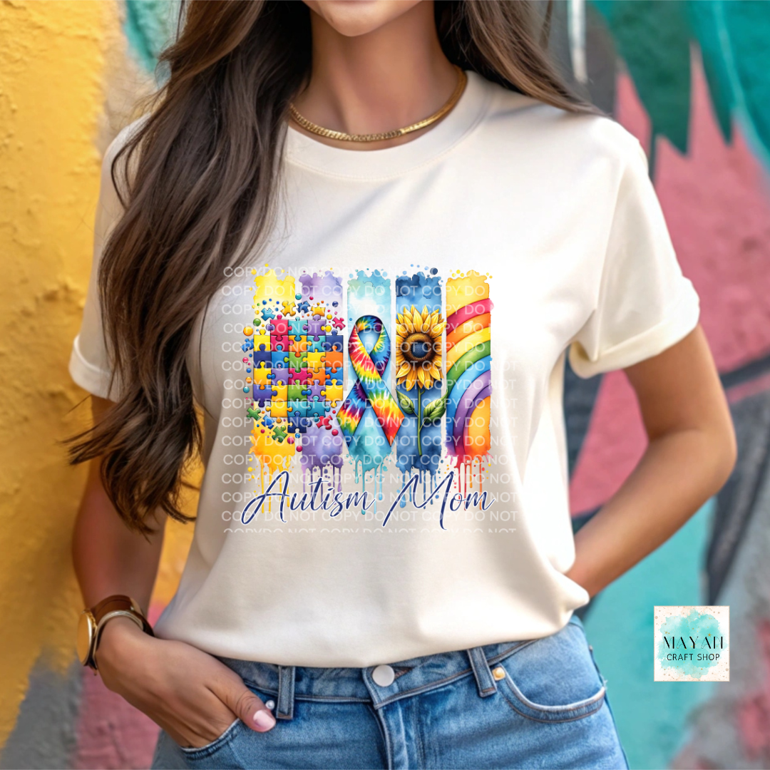 Autism mom heather natural shirt. -Mayan Craft Shop