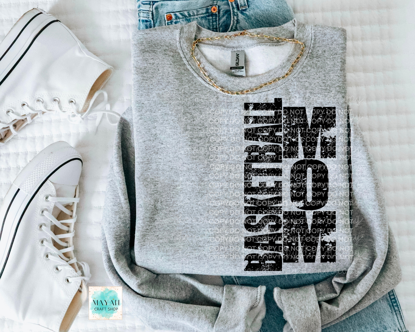 Basketball mom heather grey sweatshirt. -Mayan Craft Shop