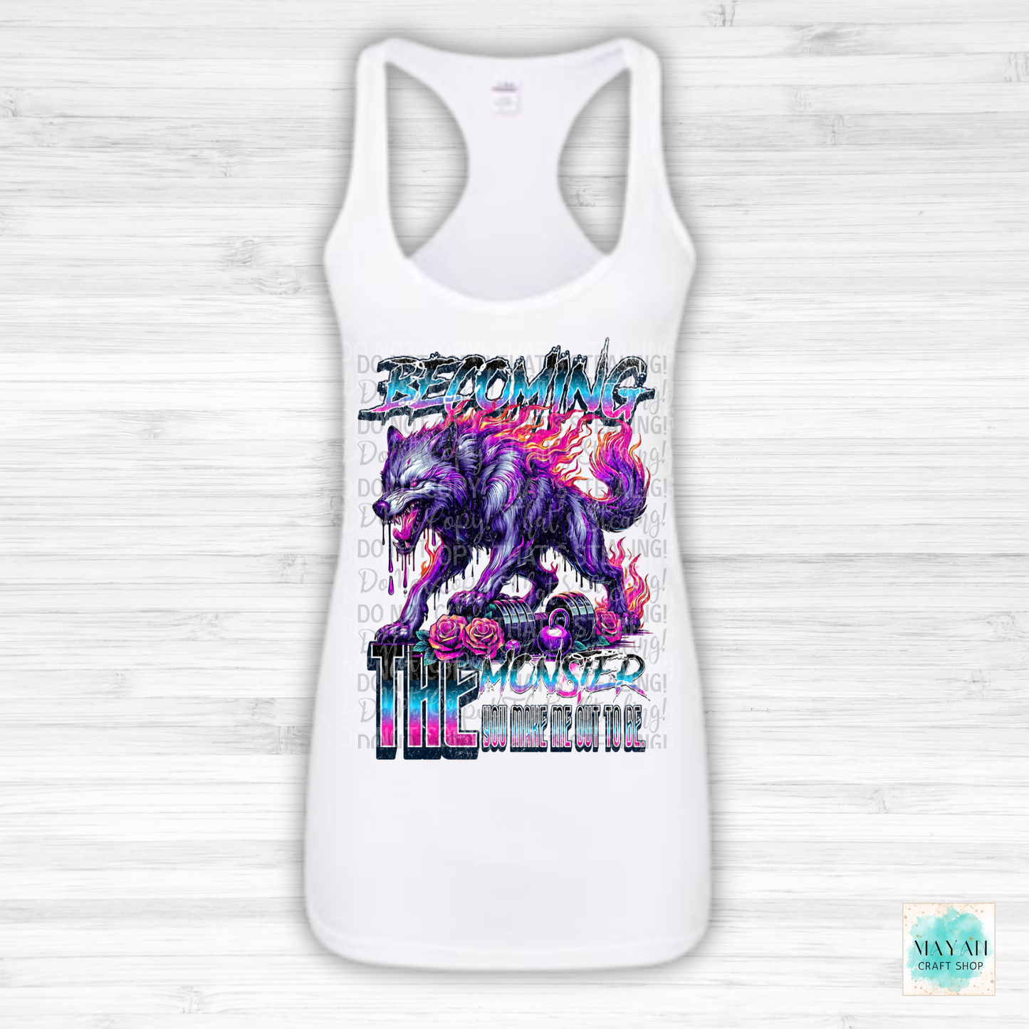 Becoming the monster white tank top -Mayan Craft Shop