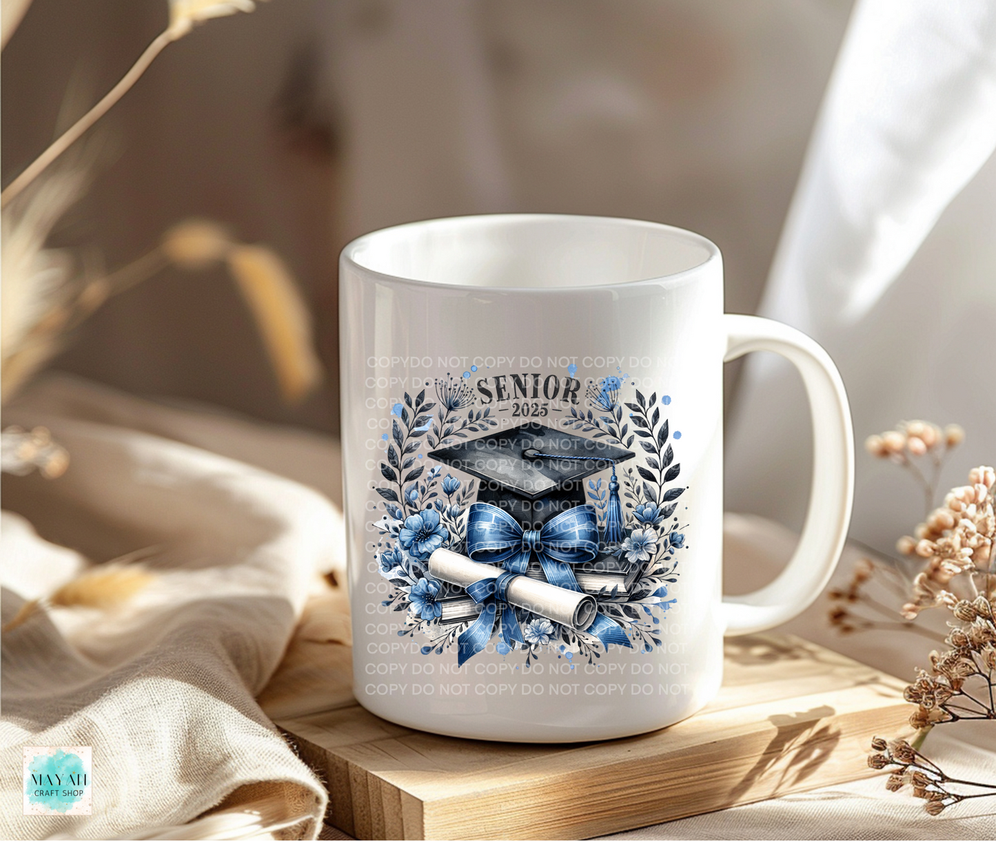 Blue graduate 2025 coffee mug. -Mayan Craft Shop