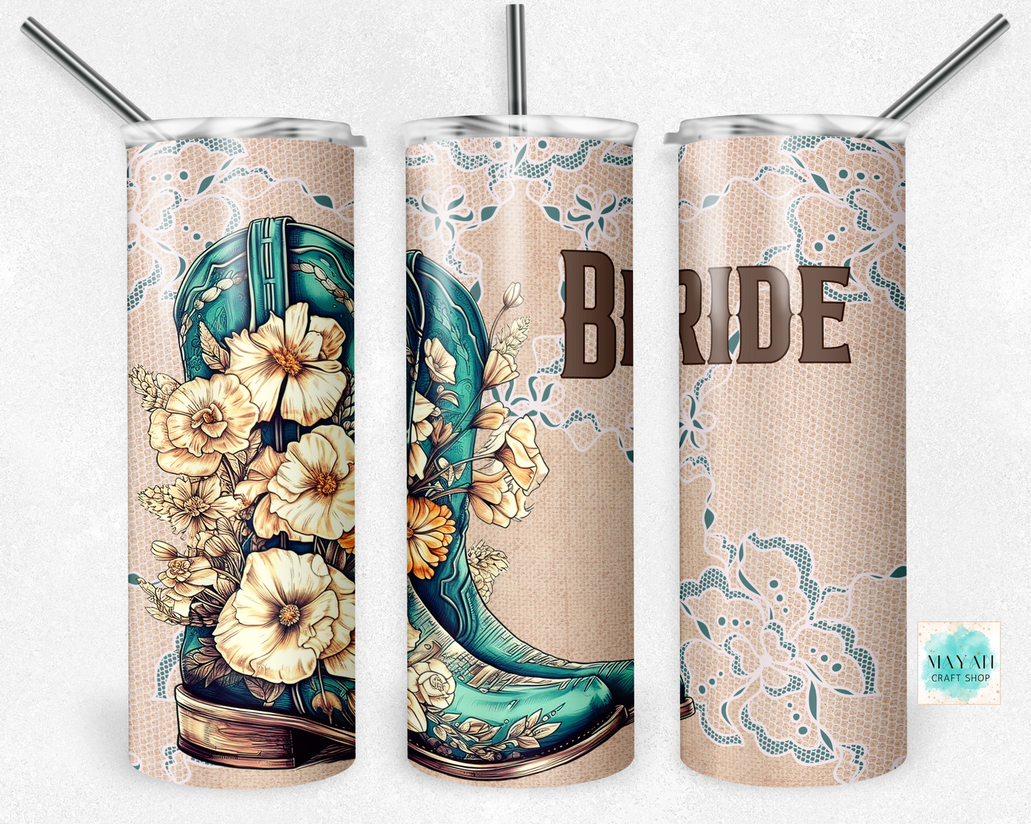 Bride rustic tumbler. -Mayan Craft Shop