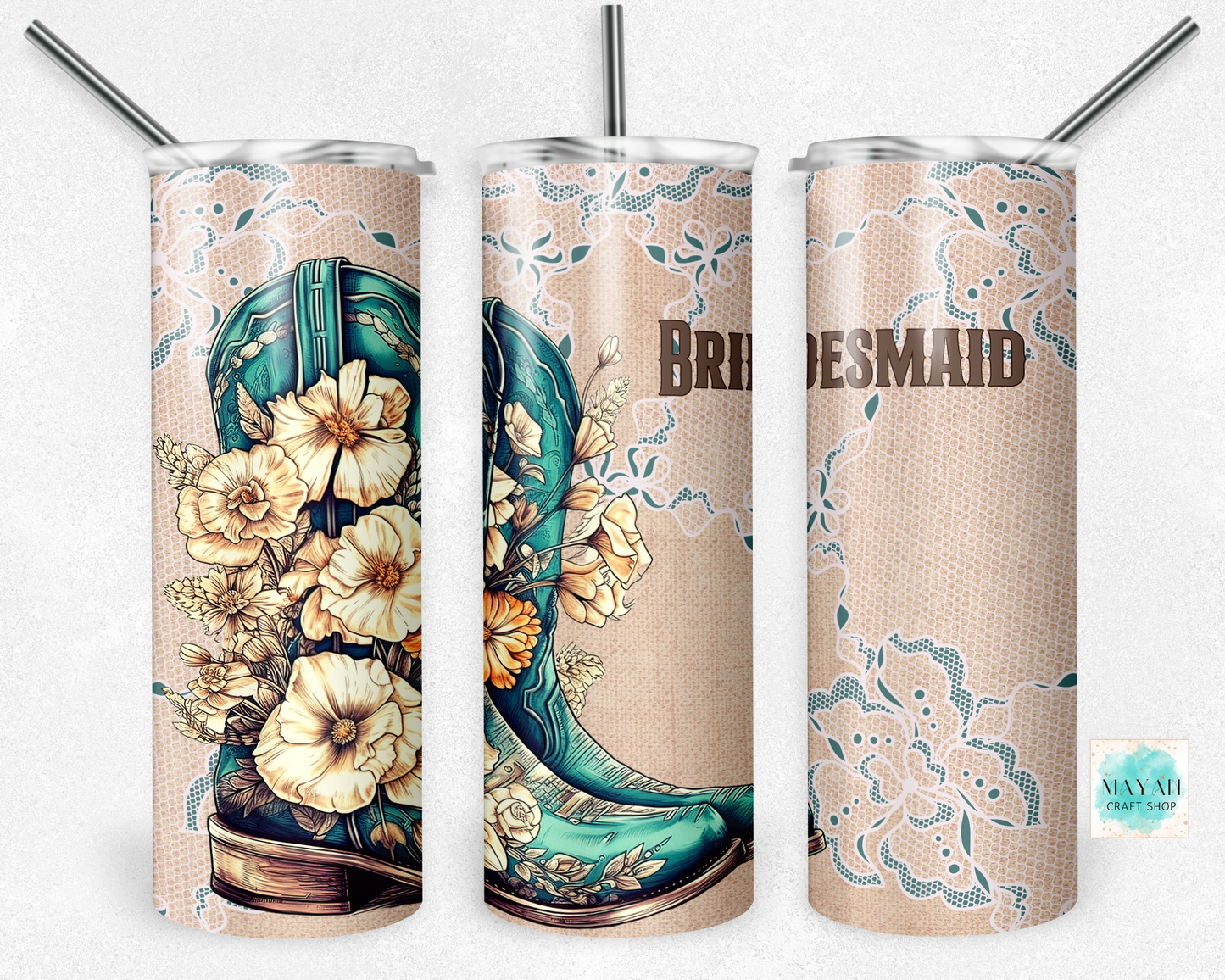 Bridesmaid rustic tumbler. -Mayan Craft Shop