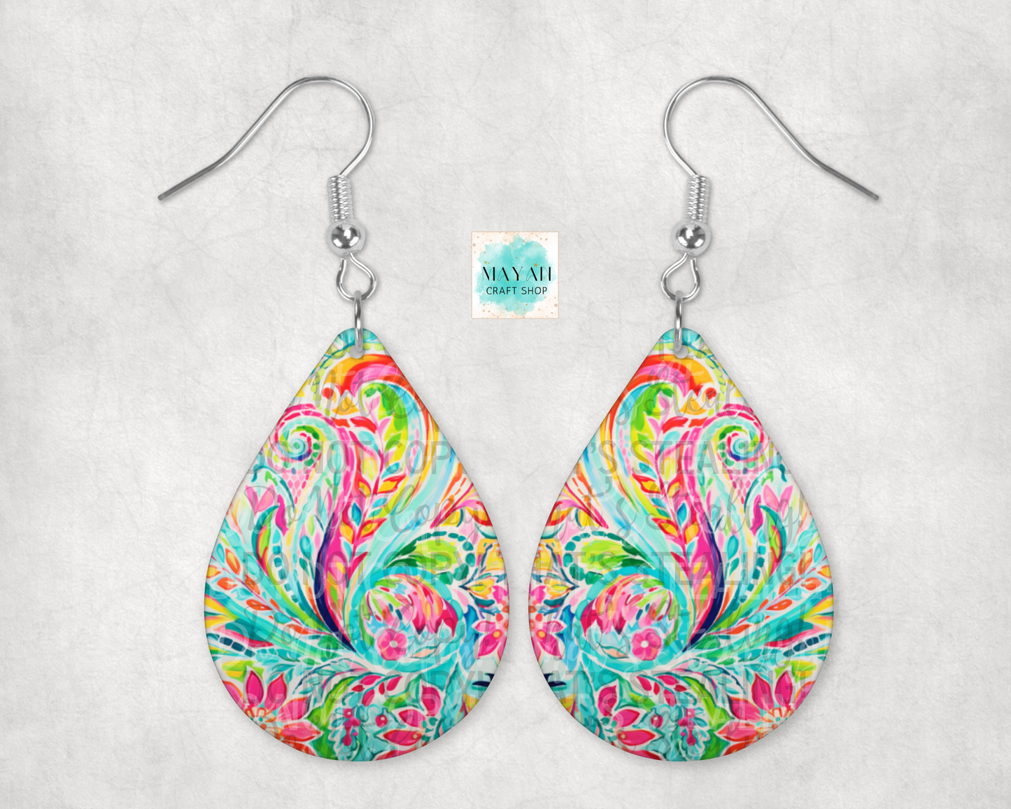 Bright paisley earrings. -Mayan Craft Shop