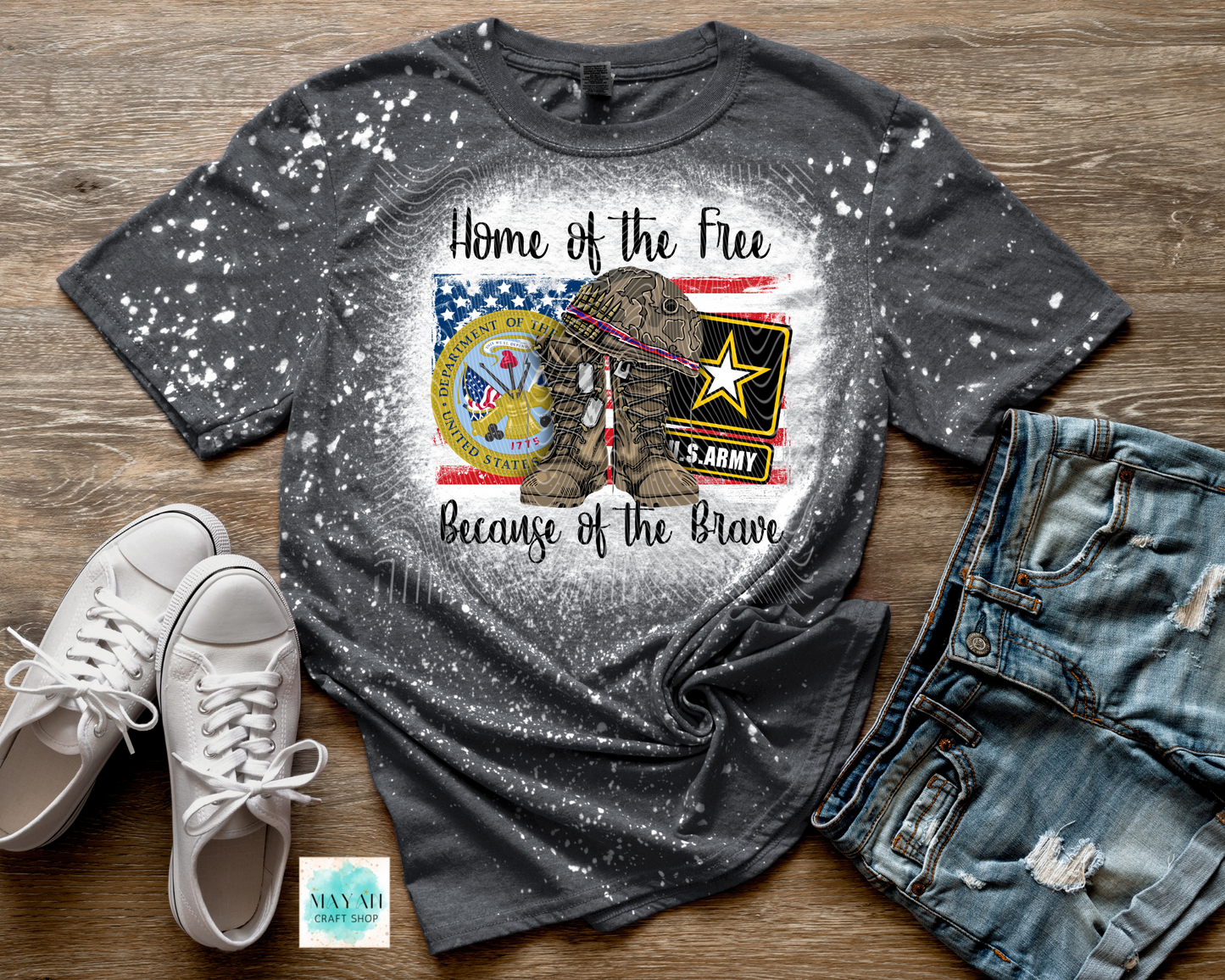 Home of the Free Army Bleached Shirt
