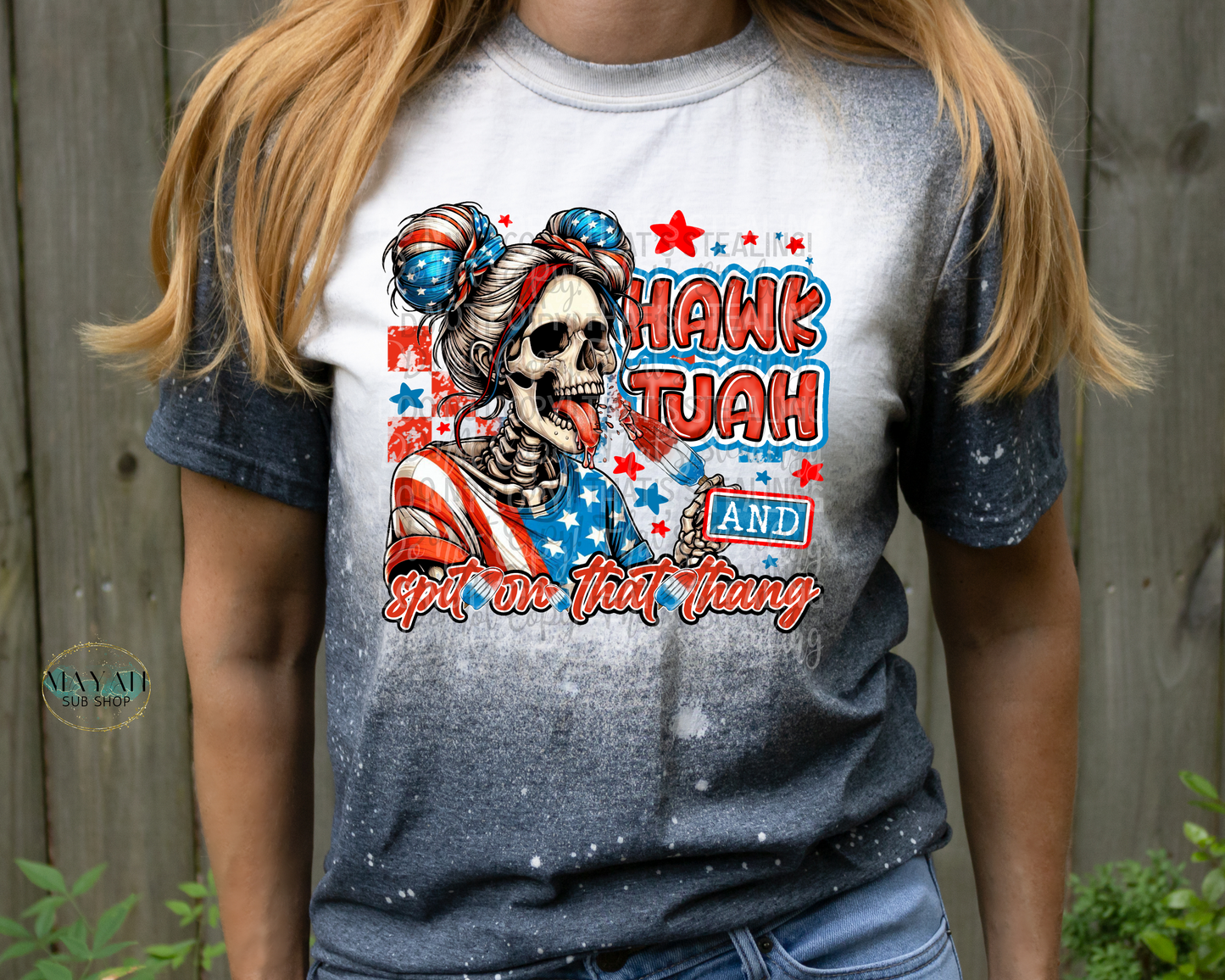 Spit On That Thang Patriotic Bleached Tee - Mayan Craft Shop