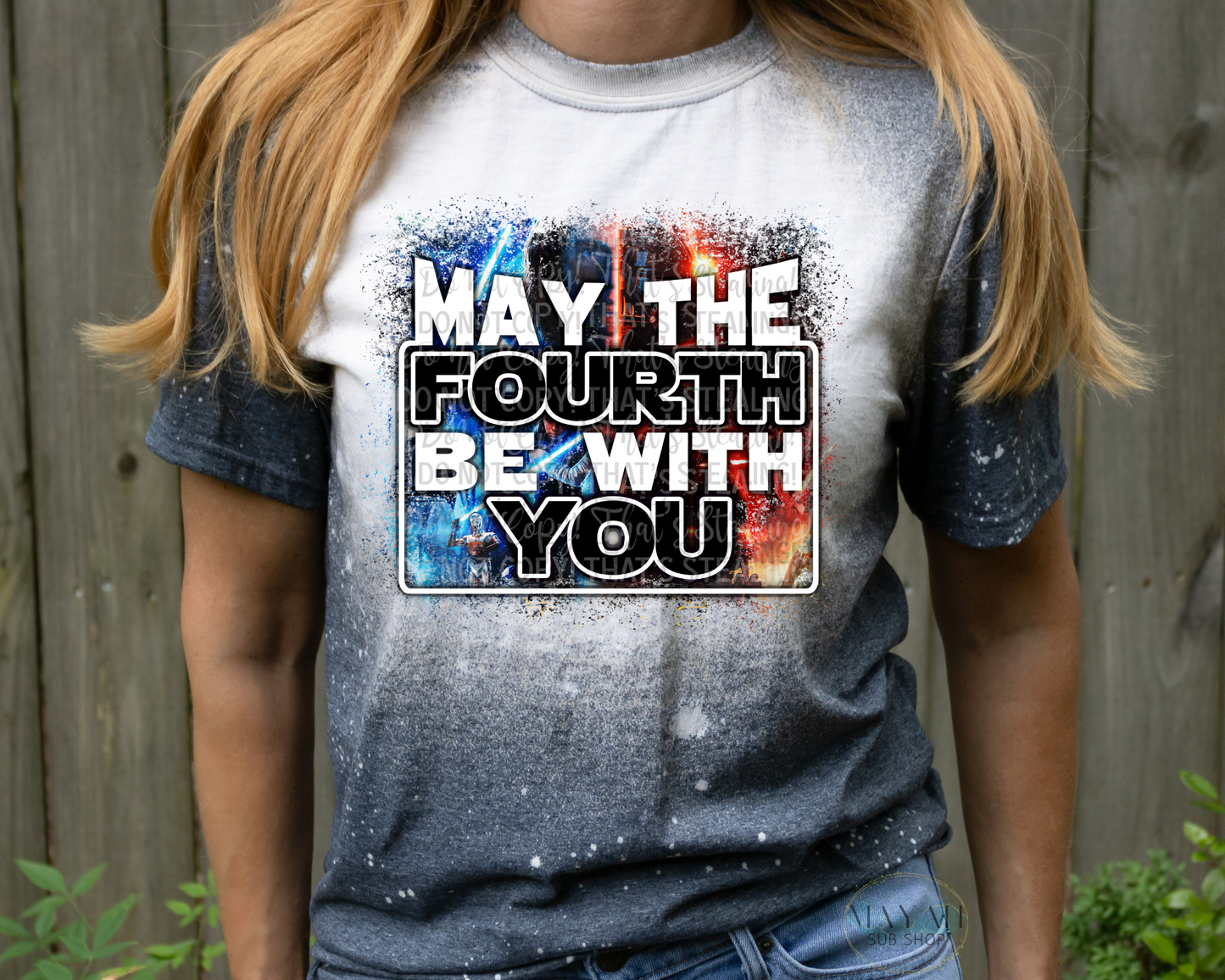 May The Fourth Be With You Bleached Tee - Mayan Sub Shop