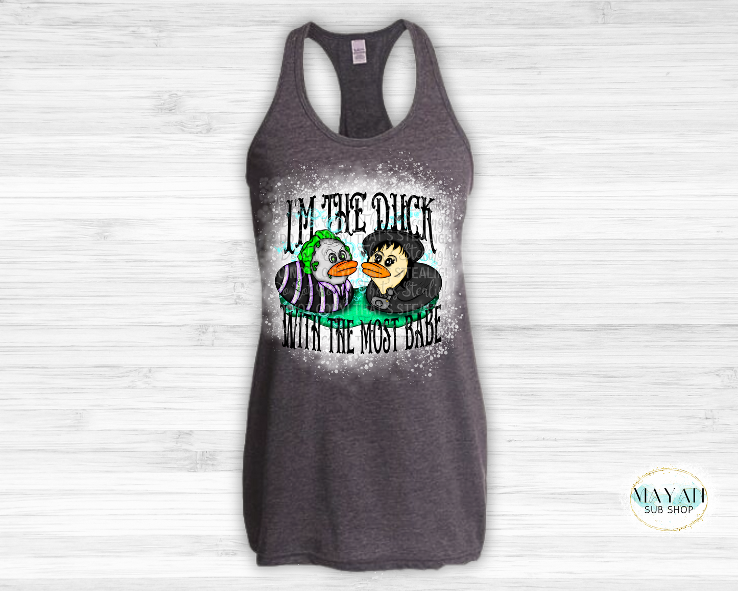Duck With The Most Bleached Racerback Tank Top - Mayan Craft Shop