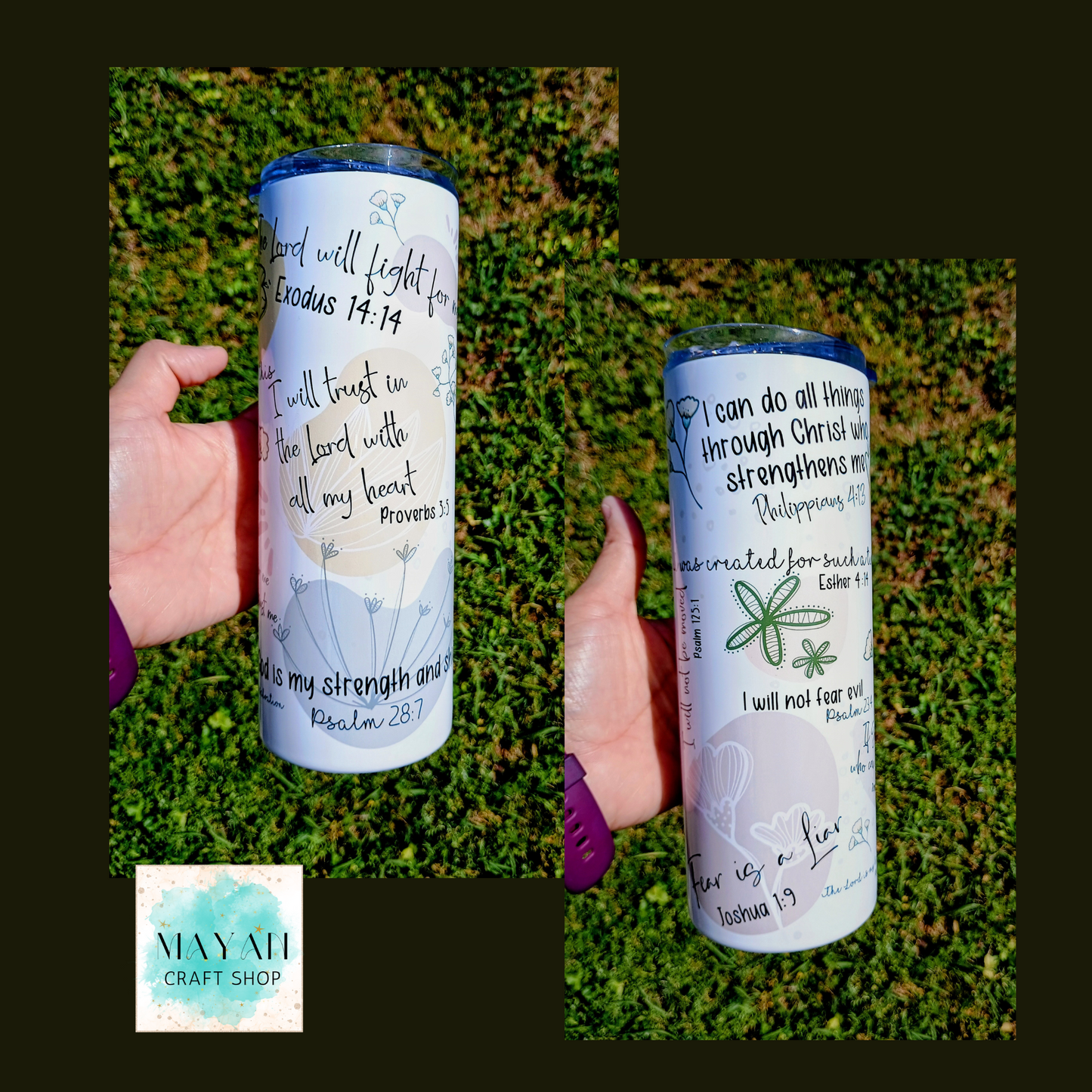 Christian daily affirmations glossy tumbler. -Mayan Craft Shop