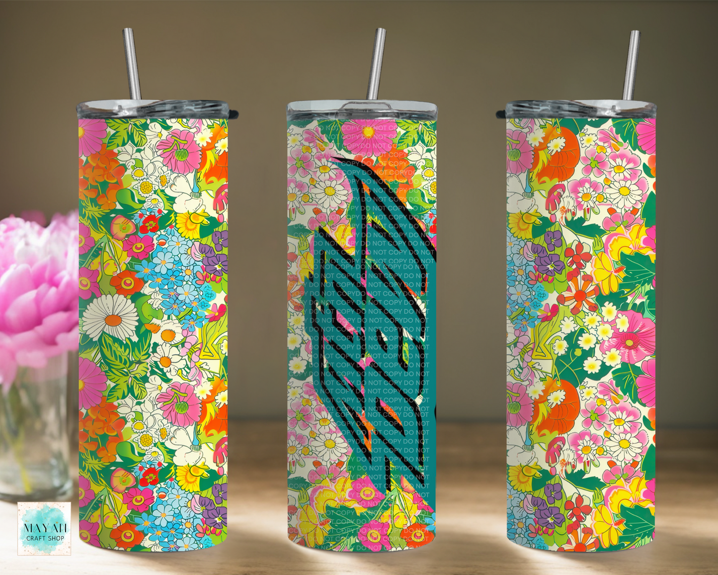 Mtn dew floral tumbler. -Mayan Craft Shop
