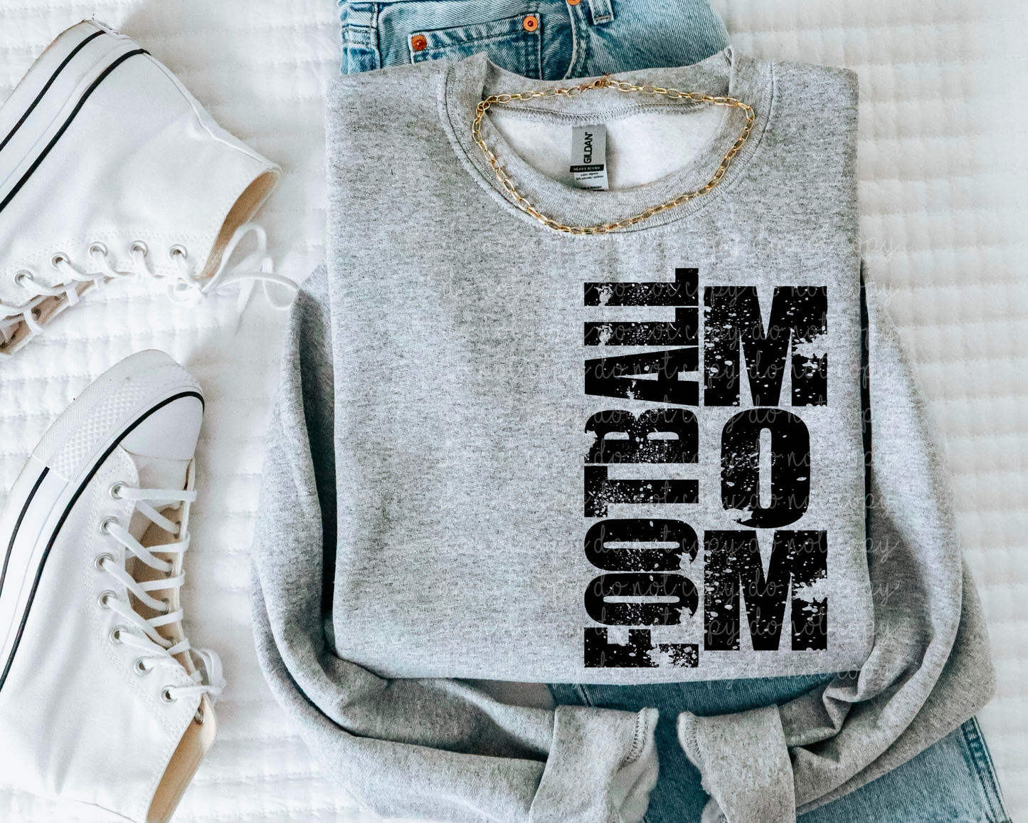 Football mom heather grey sweatshirt. -Mayan Craft Shop