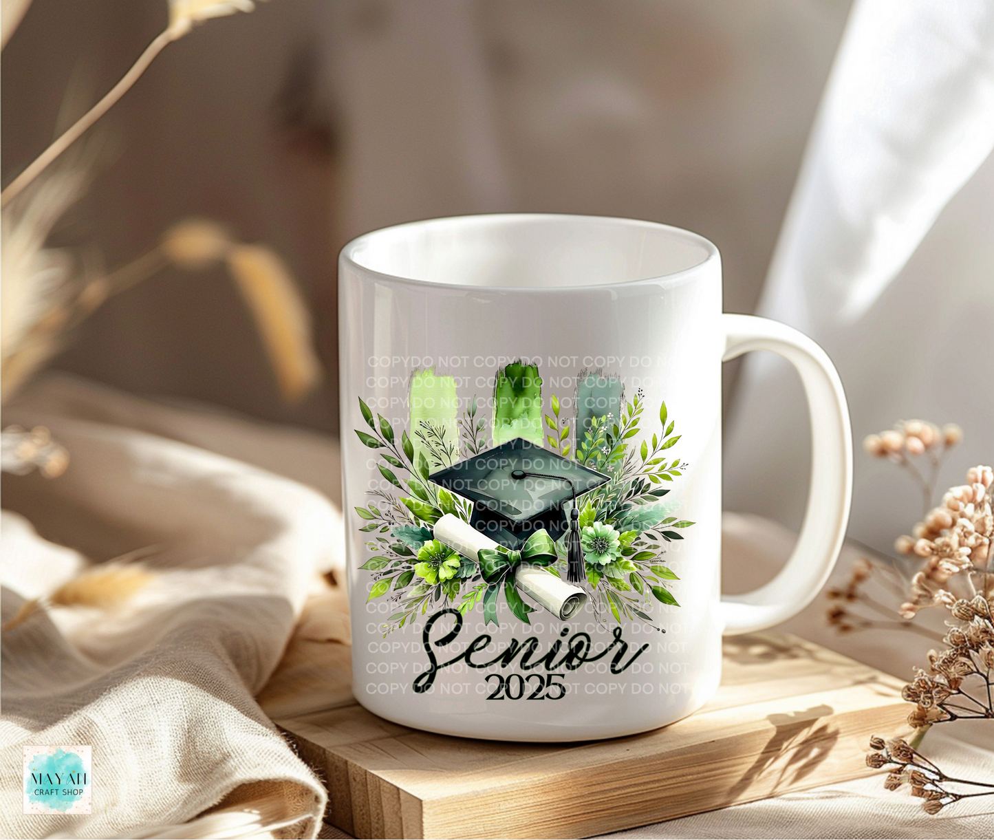 Green senior 2025 coffee mug. -Mayan Craft Shop