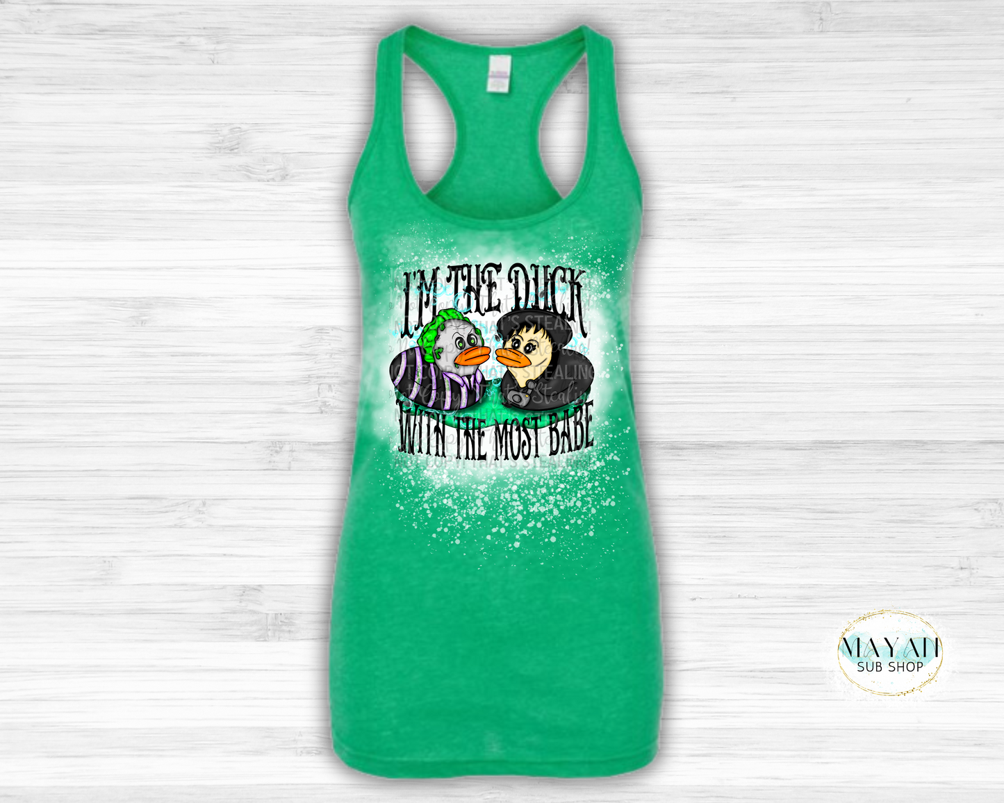 Duck With The Most Bleached Racerback Tank Top - Mayan Craft Shop