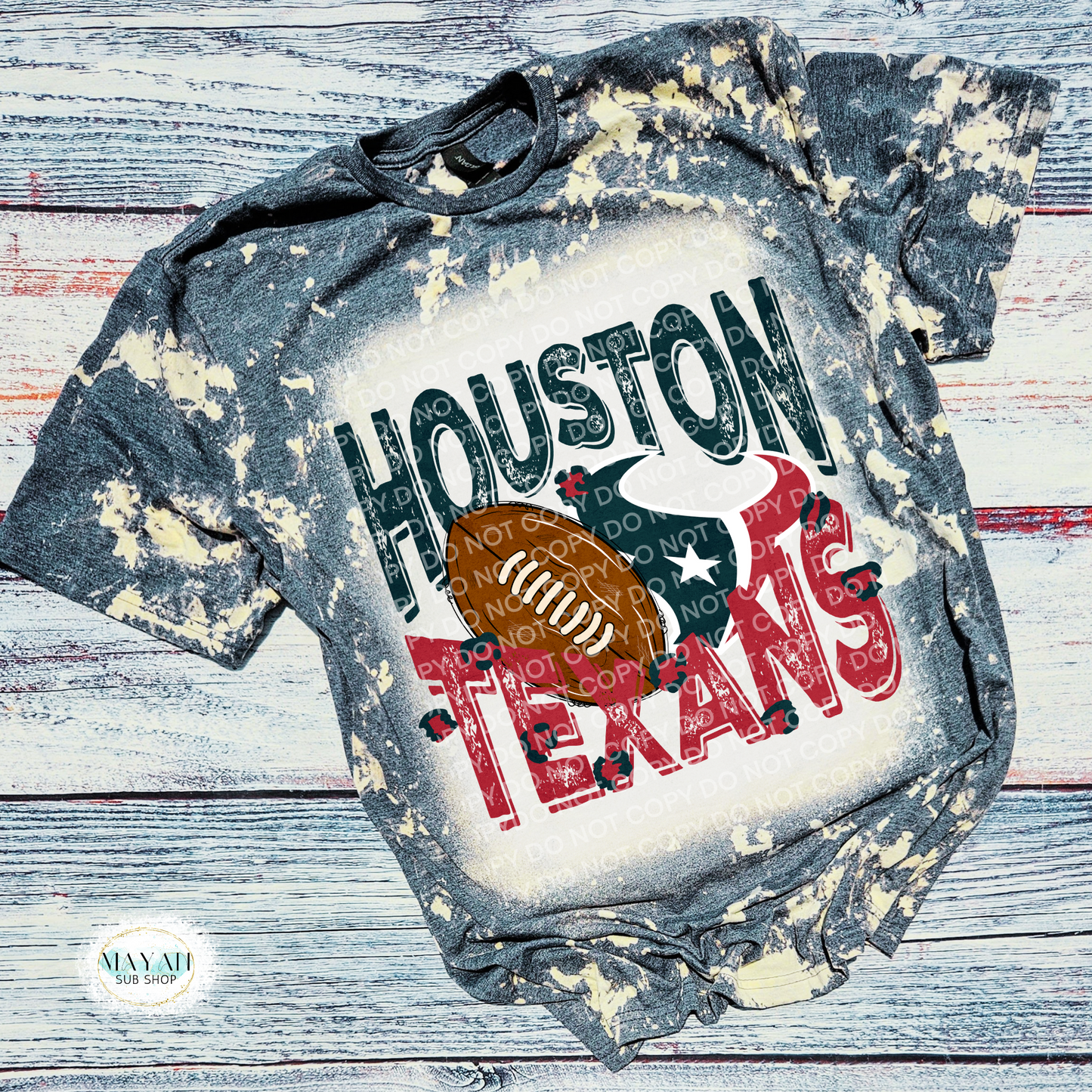 Houston Football Bleached Tee - Mayan Craft Shop
