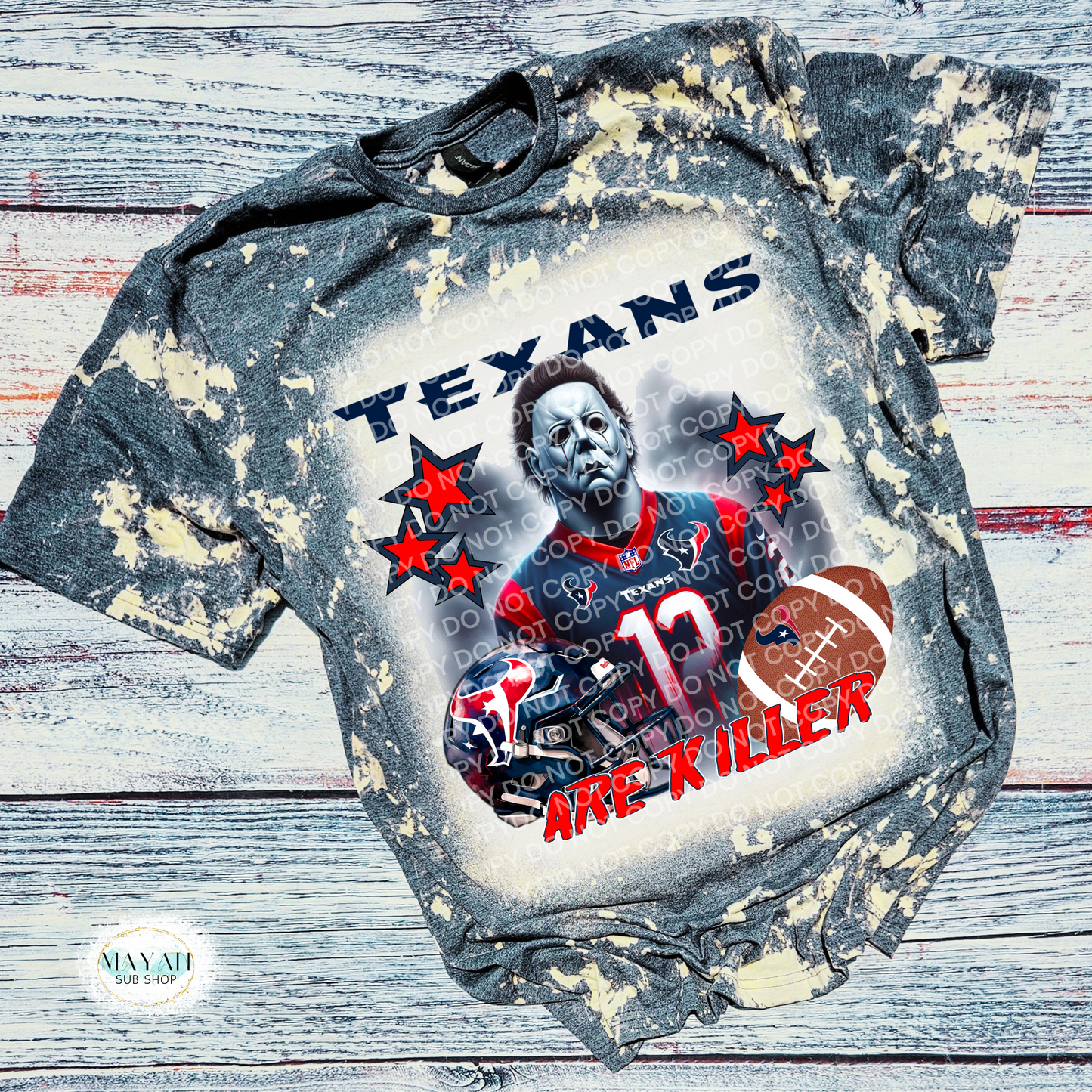 Killer Houston Football Bleached Tee - Mayan Craft Shop