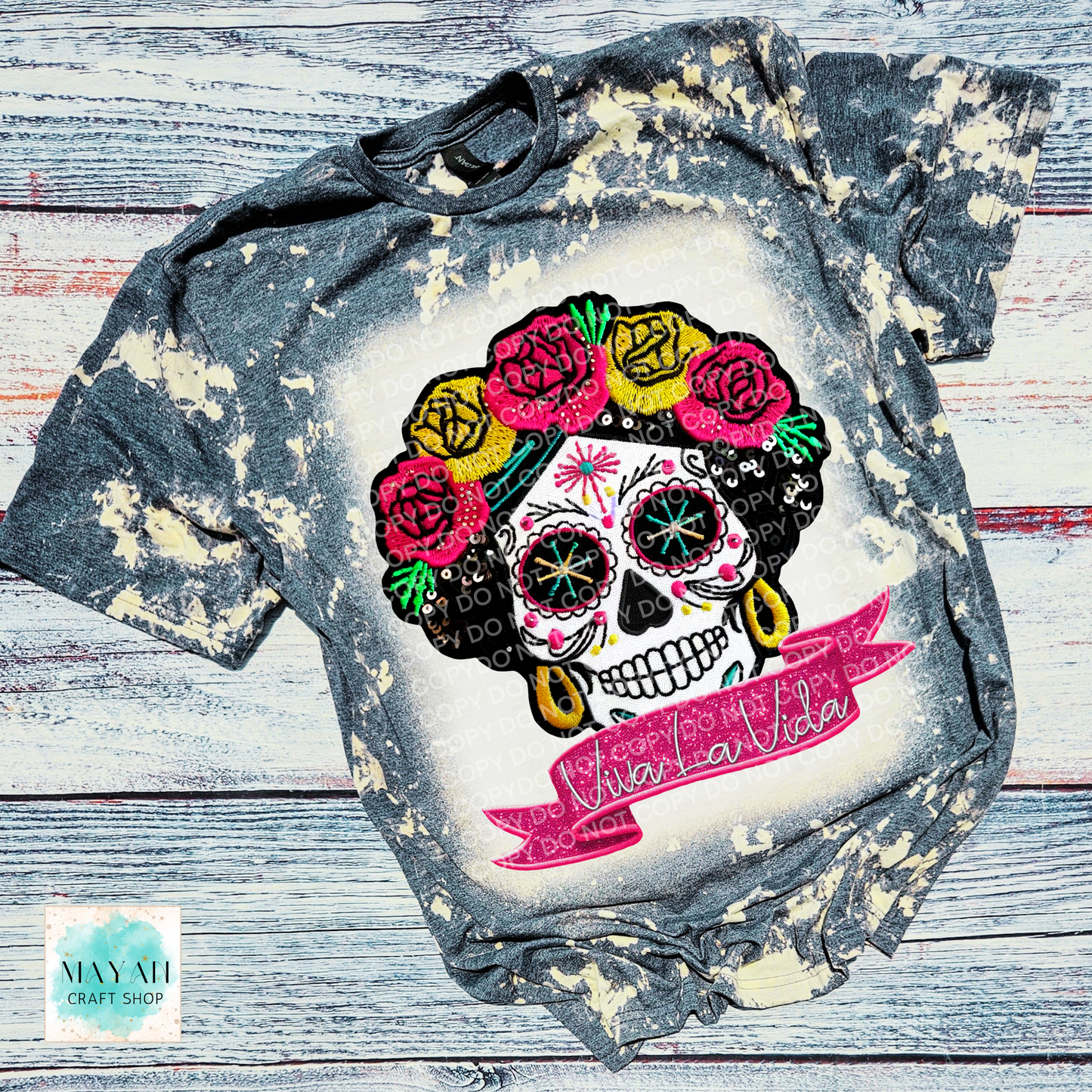 Viva la vida heather charcoal scrounged tee. -Mayan Craft Shop