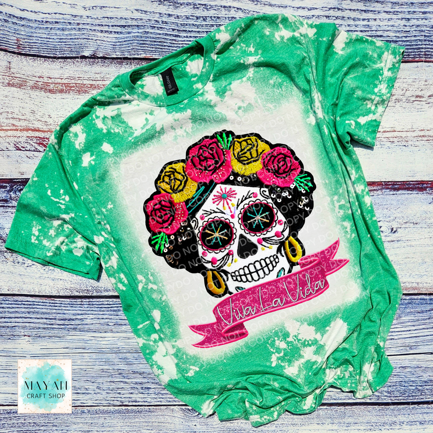 Viva la vida heather irish green scrounged tee. -Mayan Craft Shop