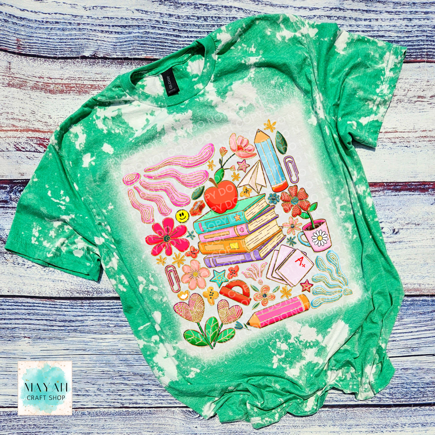 Educator mashup heather irish green scrounged tee. -Mayan Craft Shop
