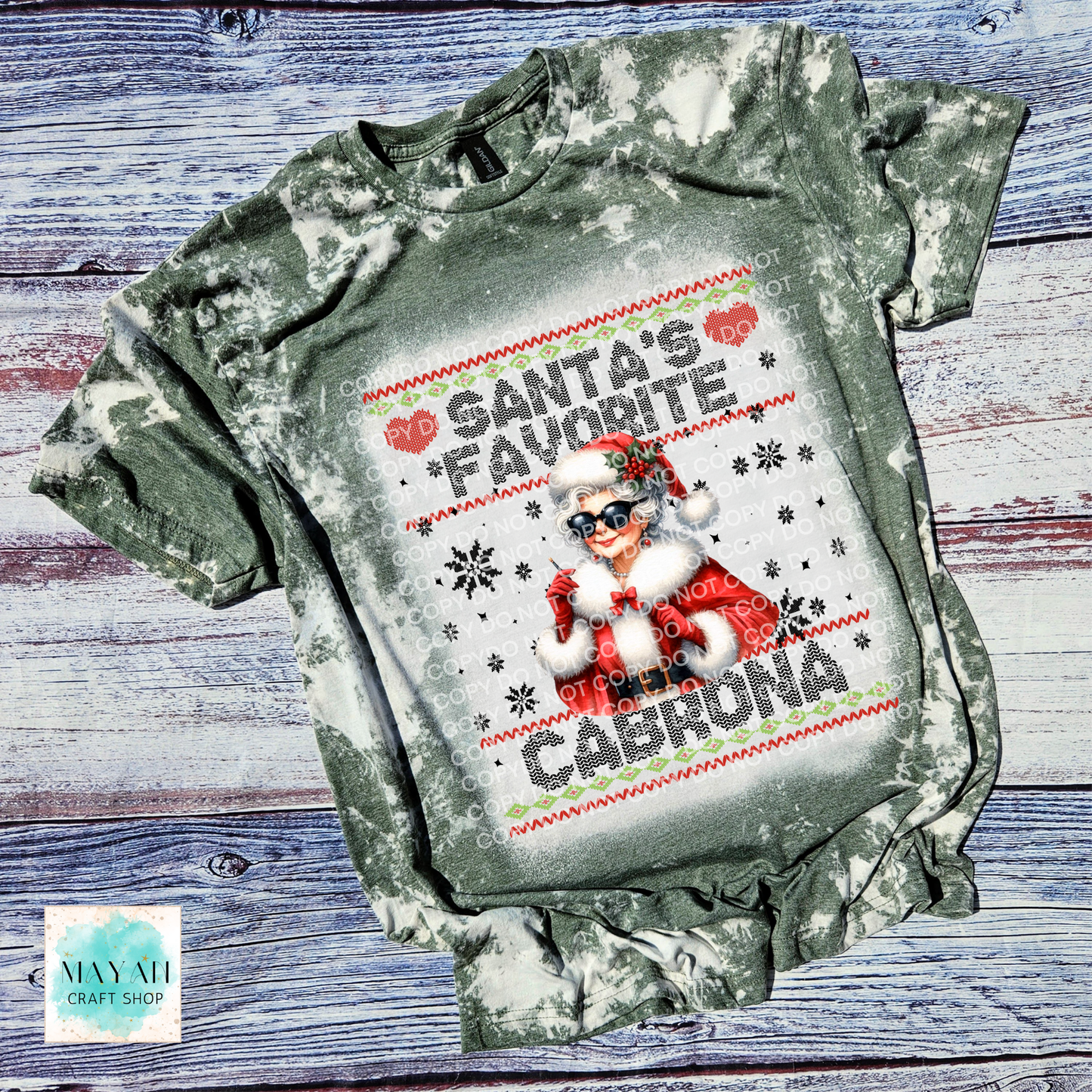 Santa's Favorite Cabrona Bleached Tee - Mayan Craft Shop