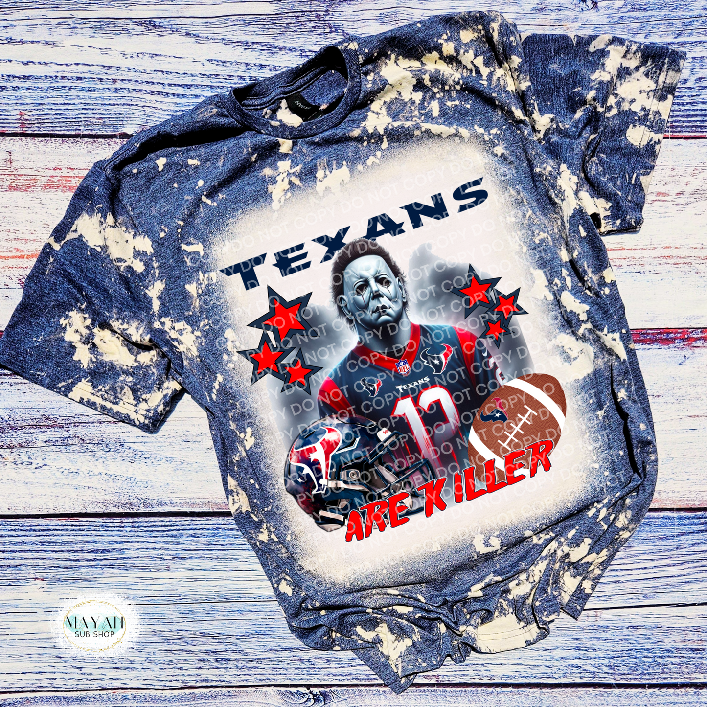Killer Houston Football Bleached Tee - Mayan Craft Shop