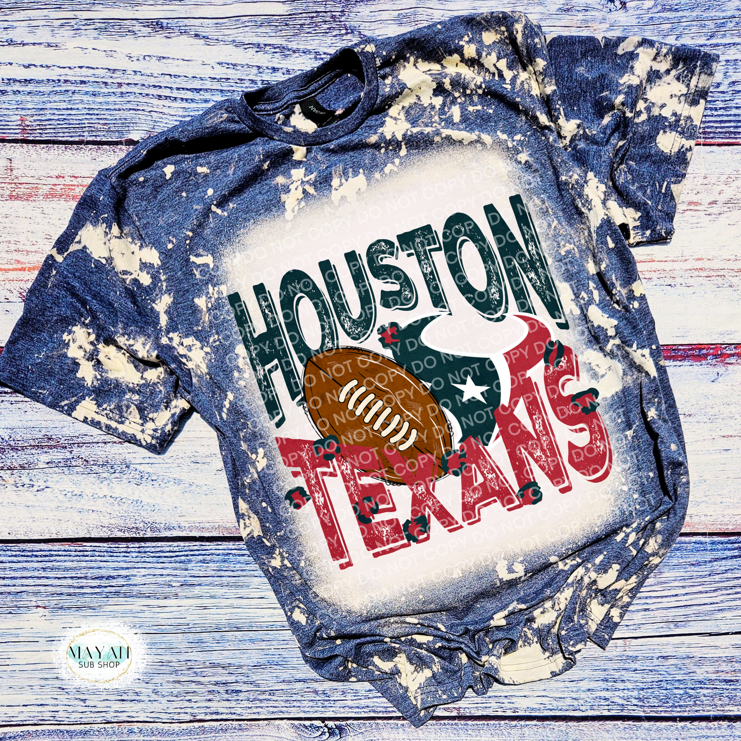 Houston Football Bleached Tee - Mayan Craft Shop