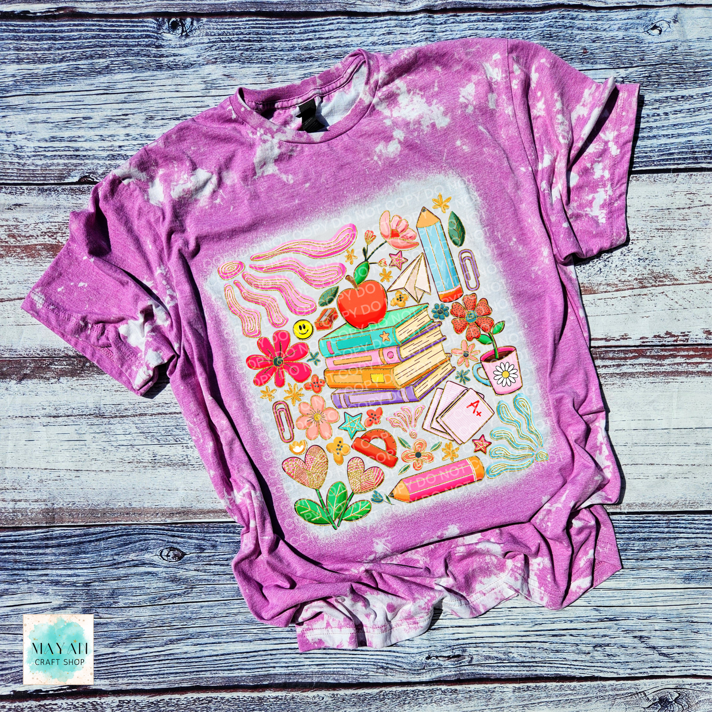 Educator mashup heather orchid scrounged tee. -Mayan Craft Shop