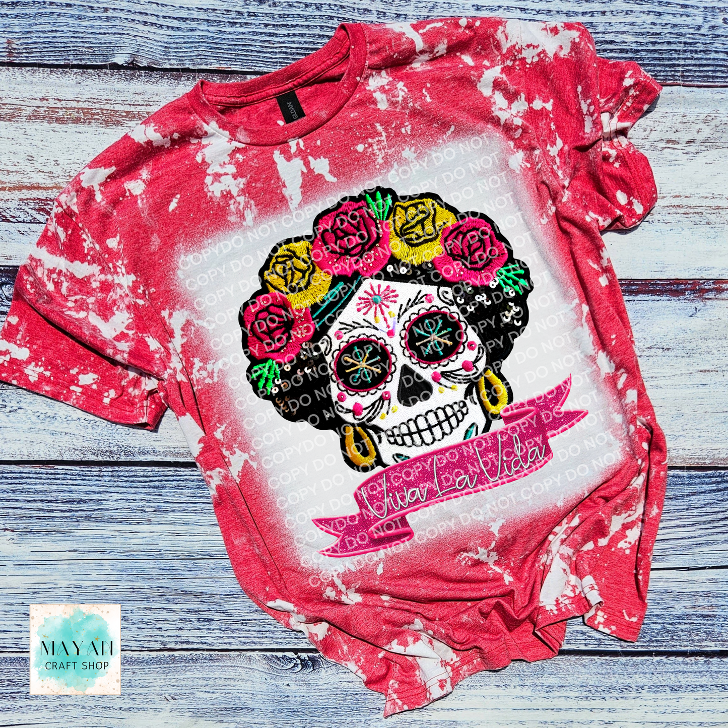 Viva la vida heather red scrounged tee. -Mayan Craft Shop