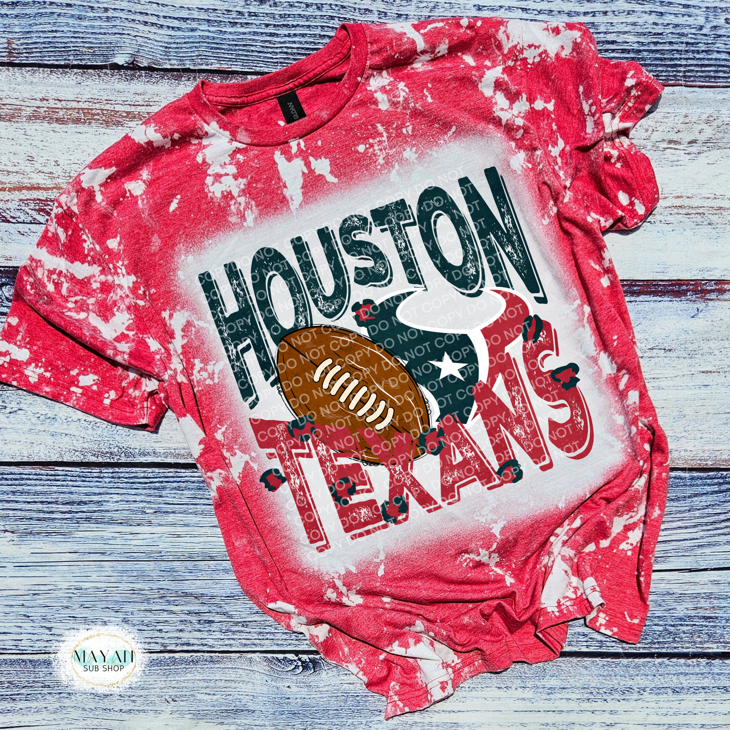 Houston Football Bleached Tee - Mayan Craft Shop
