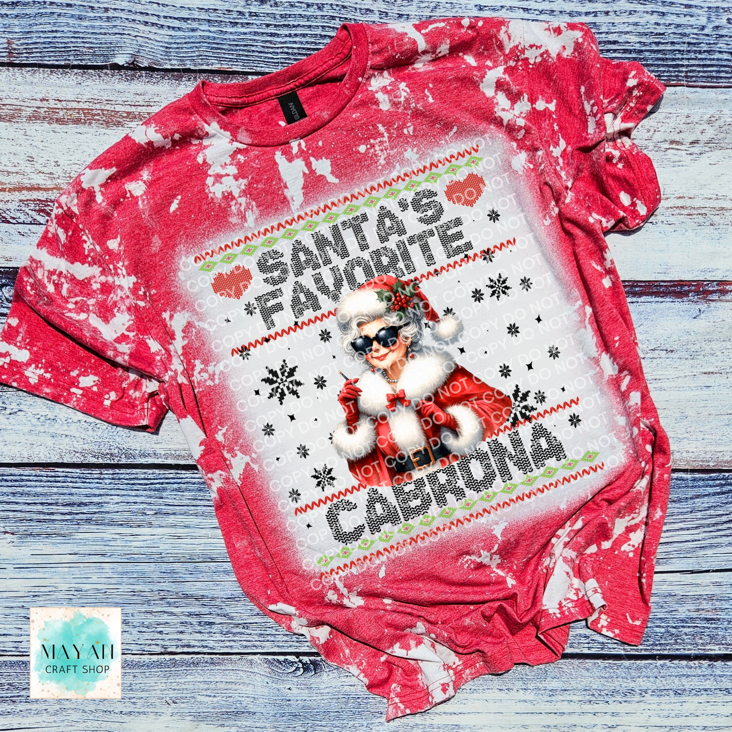 Santa's Favorite Cabrona Bleached Tee - Mayan Craft Shop