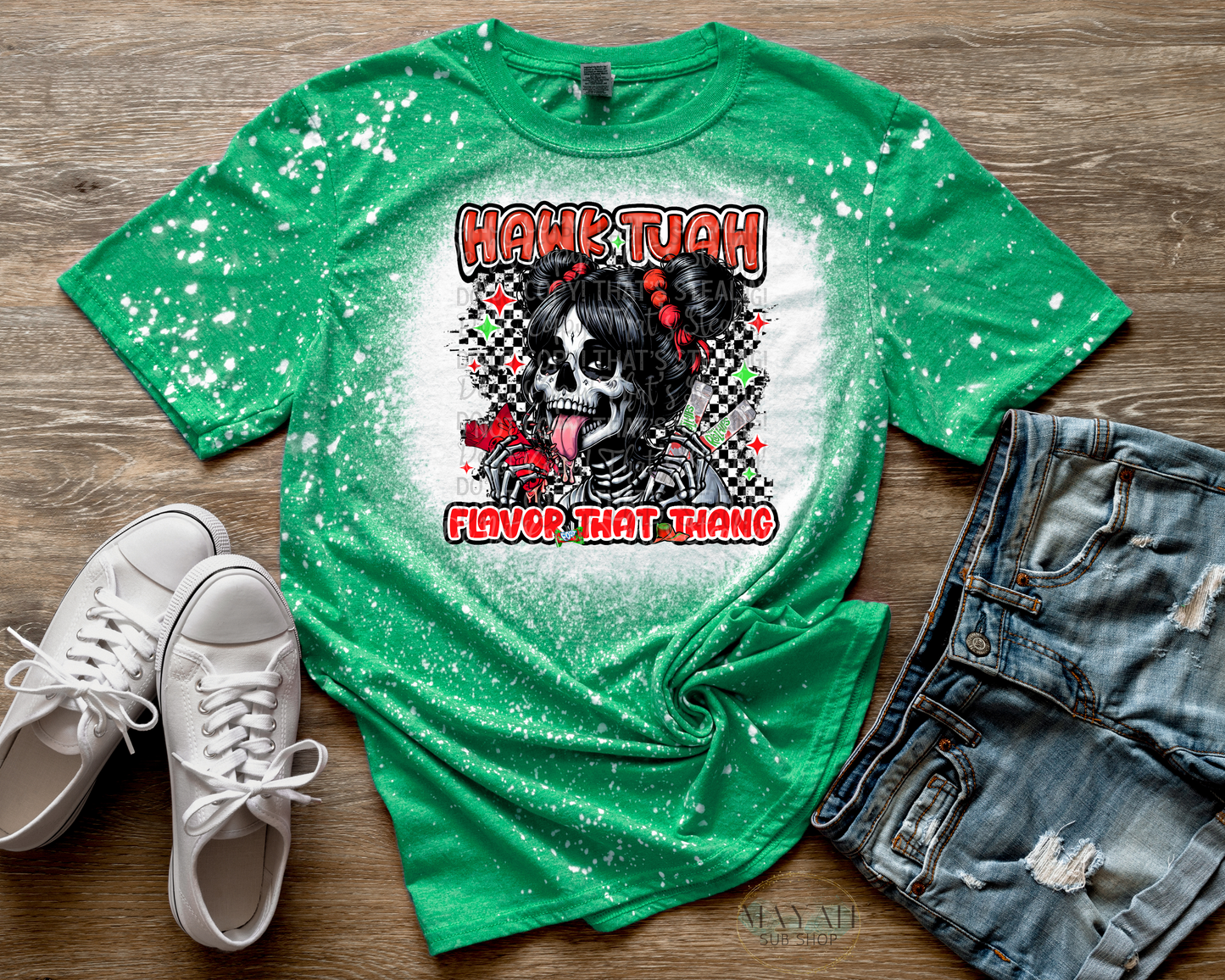 Flavor That Thang Bleached Tee - Mayan Craft Shop