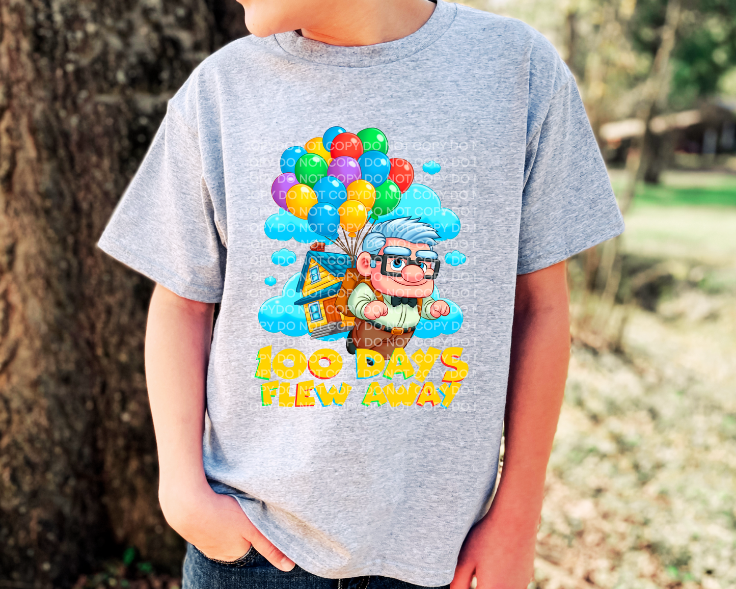 100 days flew away kids ash grey shirt. -Mayan Craft Shop
