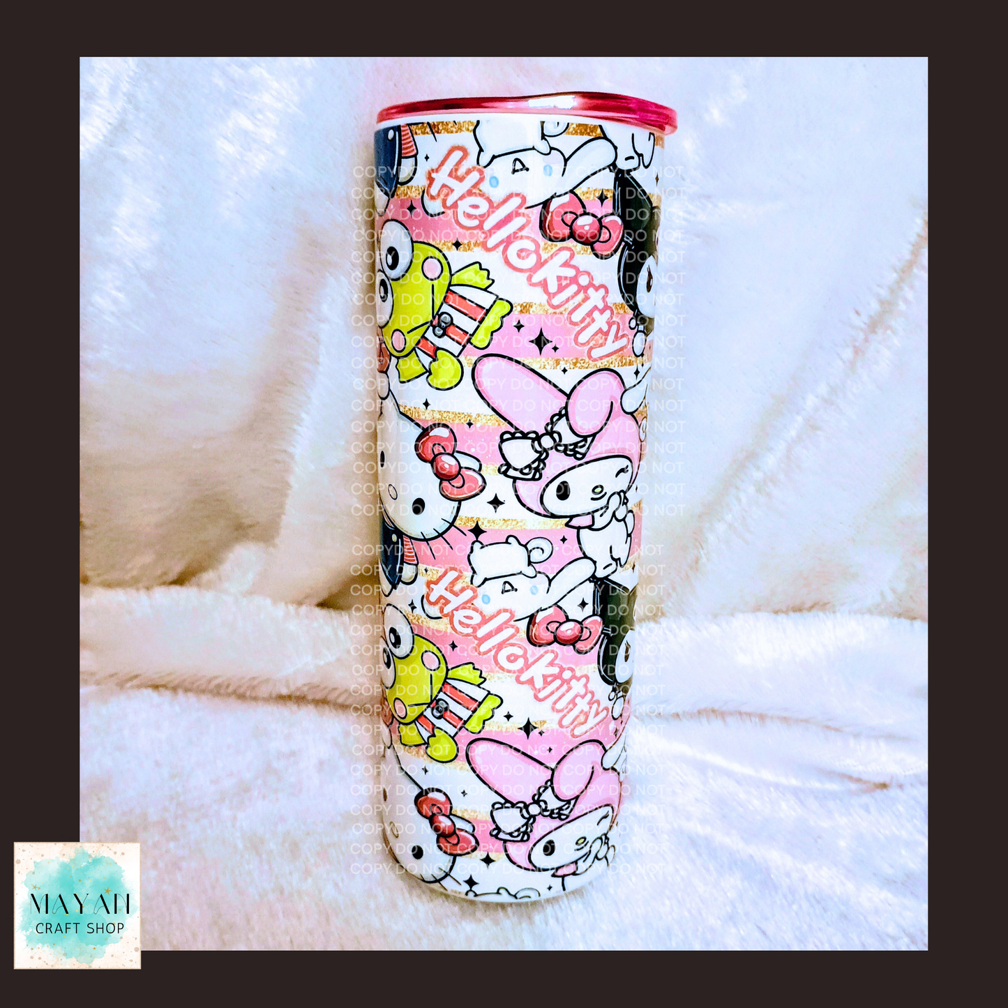 Kitty and friends tumbler. -Mayan Craft Shop