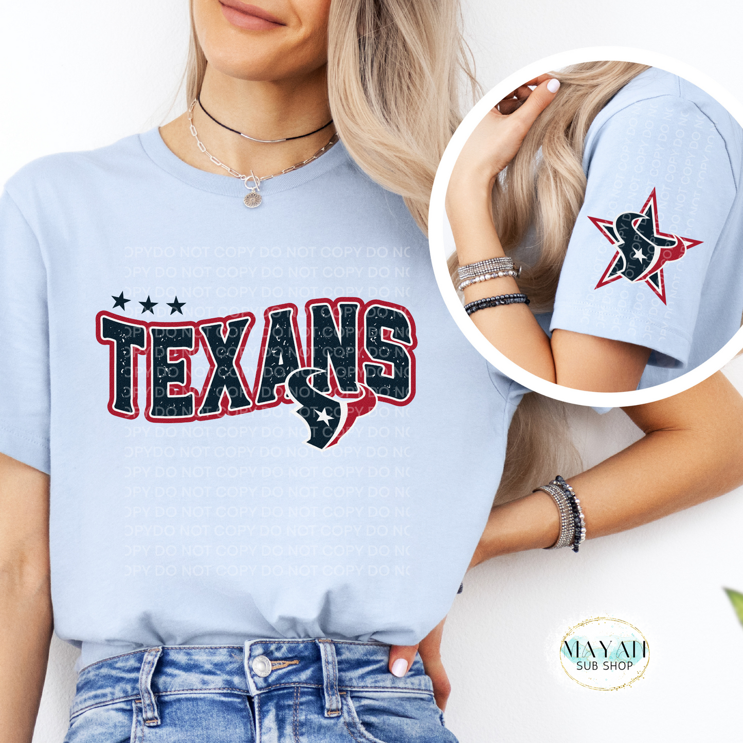 Houston Football Star Shirt W/ Sleeve Design - Mayan Craft Shop