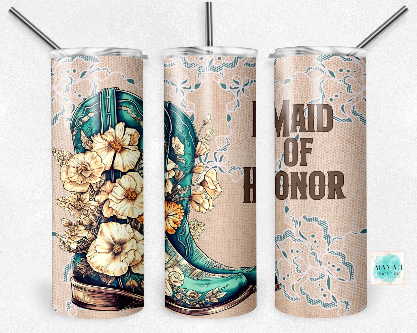Maid of honor rustic tumbler. -Mayan Craft Shop