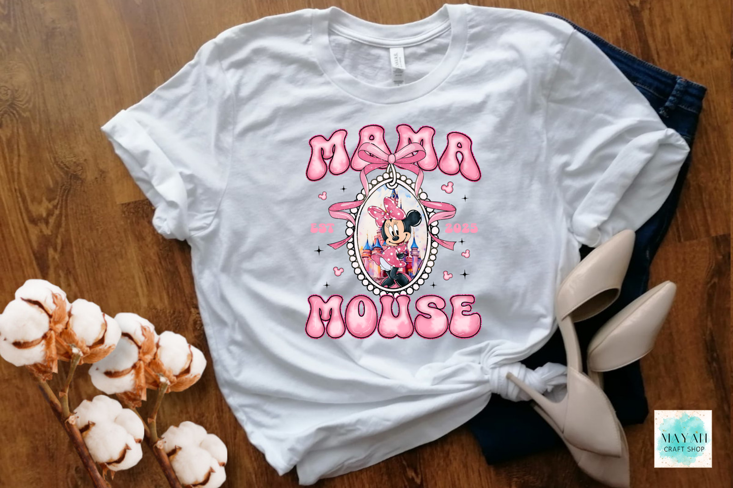Mama mouse white shirt. -Mayan Craft Shop