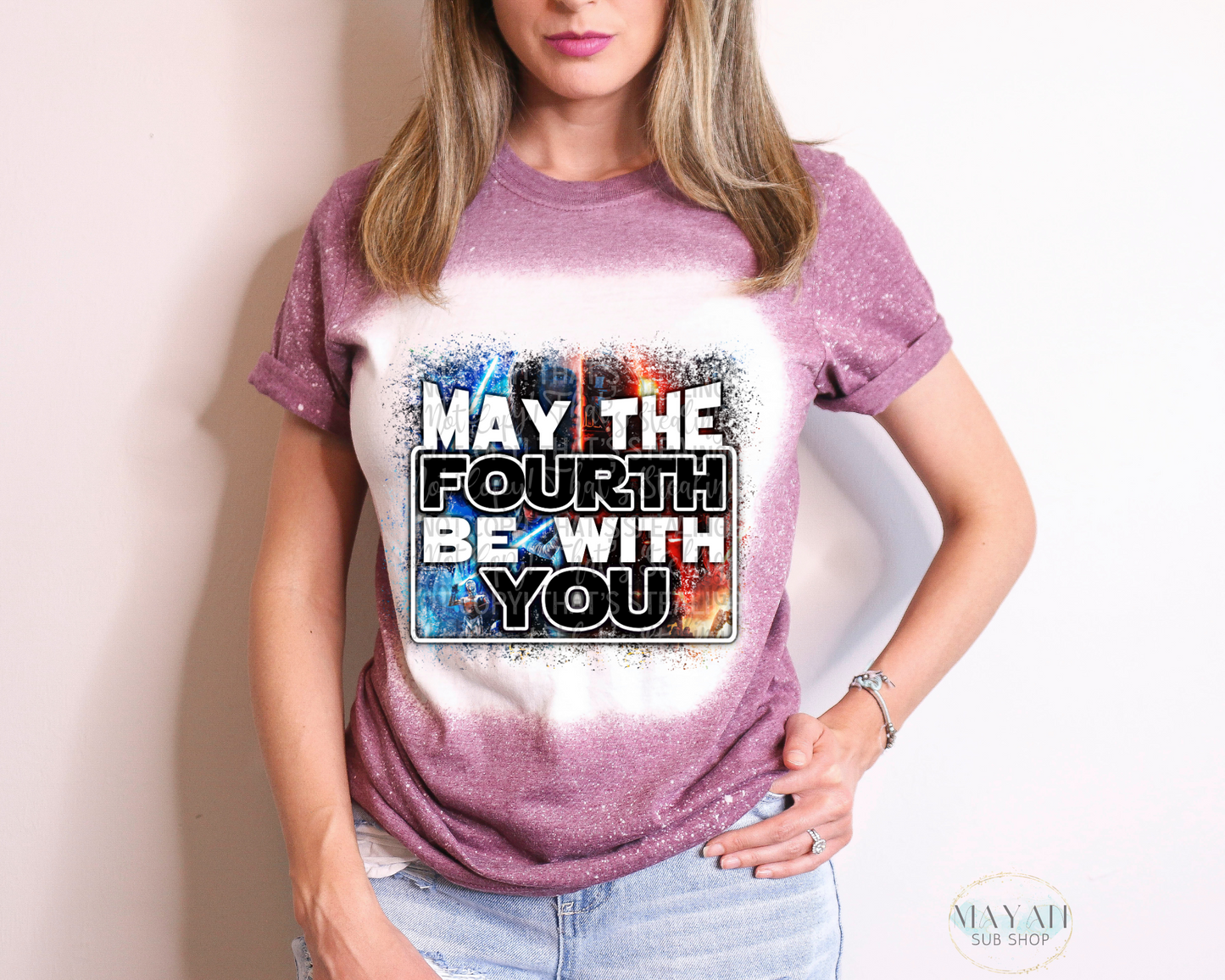 May The Fourth Be With You Bleached Tee - Mayan Sub Shop