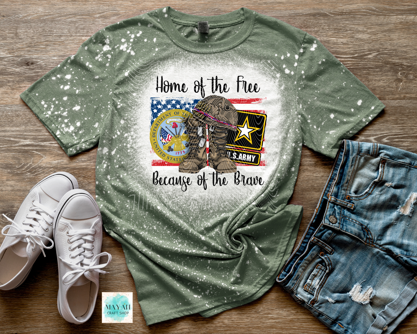 Home of the Free Army Bleached Shirt