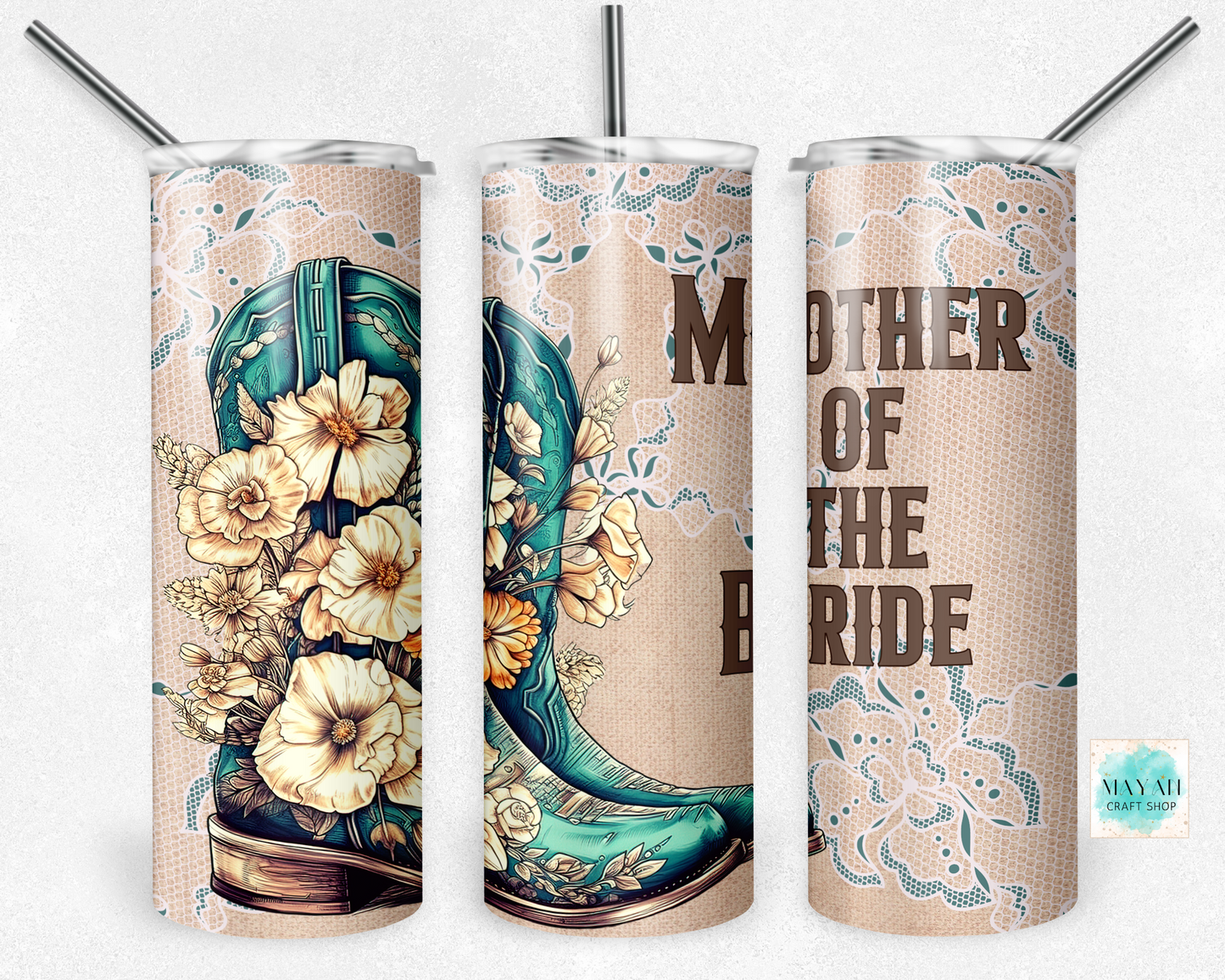 Mother of the bride rustic tumbler. -Mayan Craft Shop