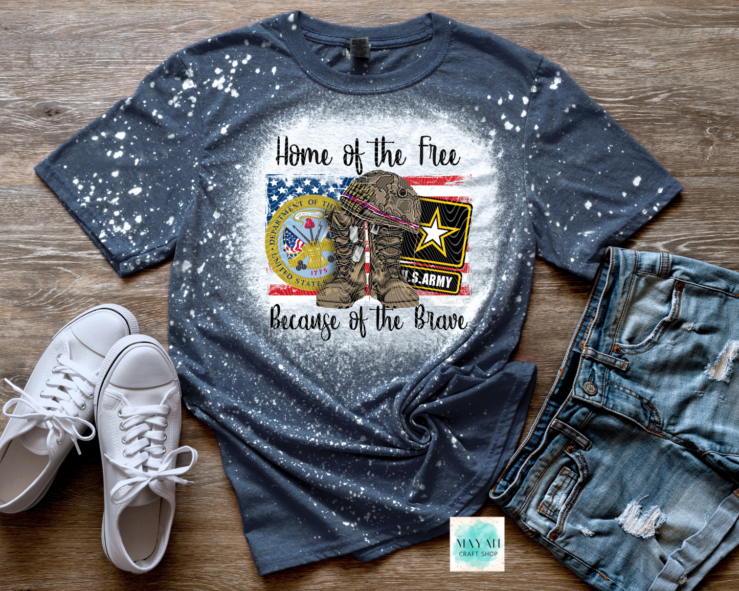 Home of the Free Army Bleached Shirt