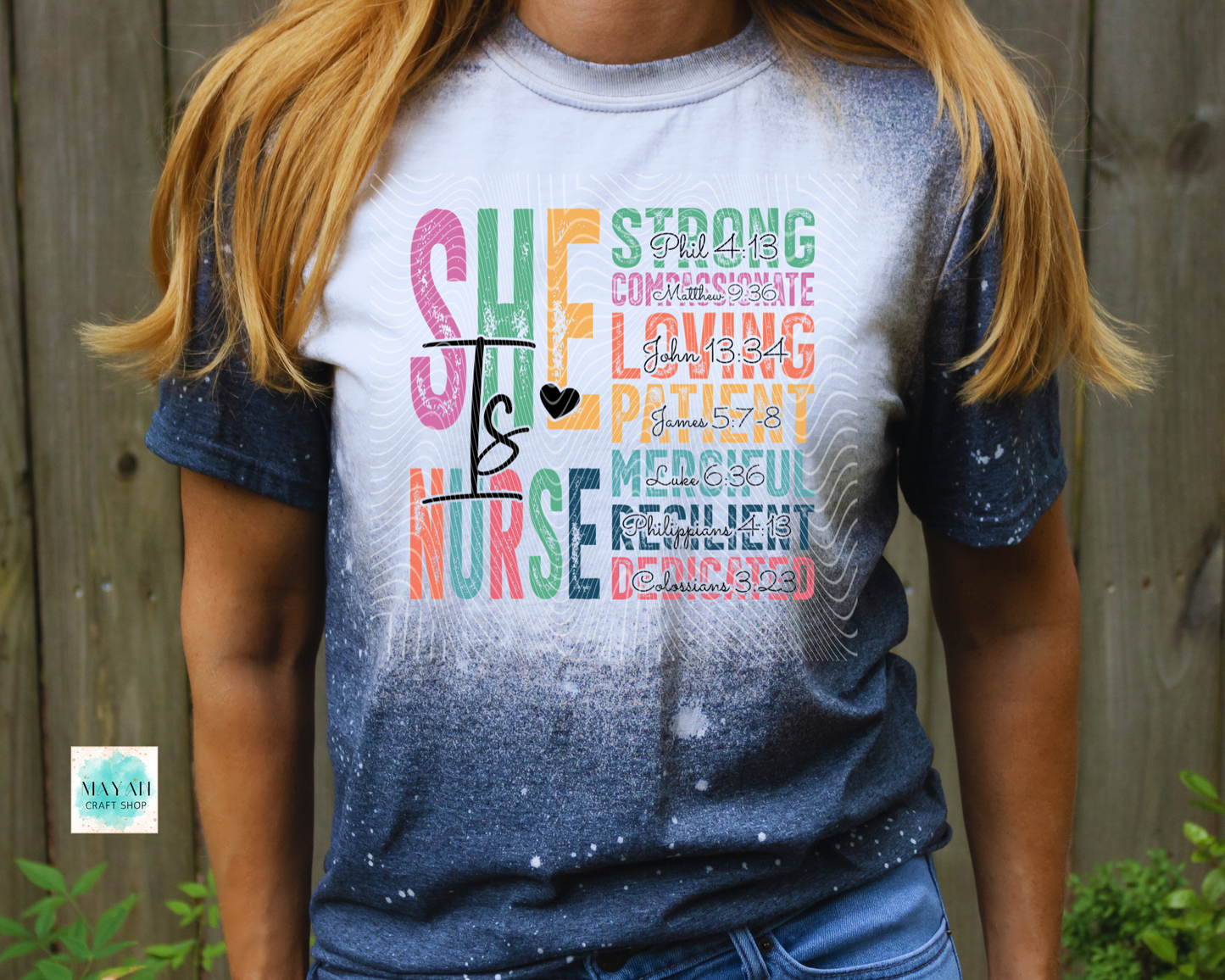 She is nurse heather charcoal bleached tee. -Mayan Craft Shop