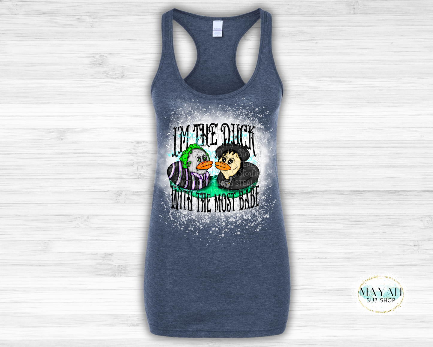 Duck With The Most Bleached Racerback Tank Top - Mayan Craft Shop