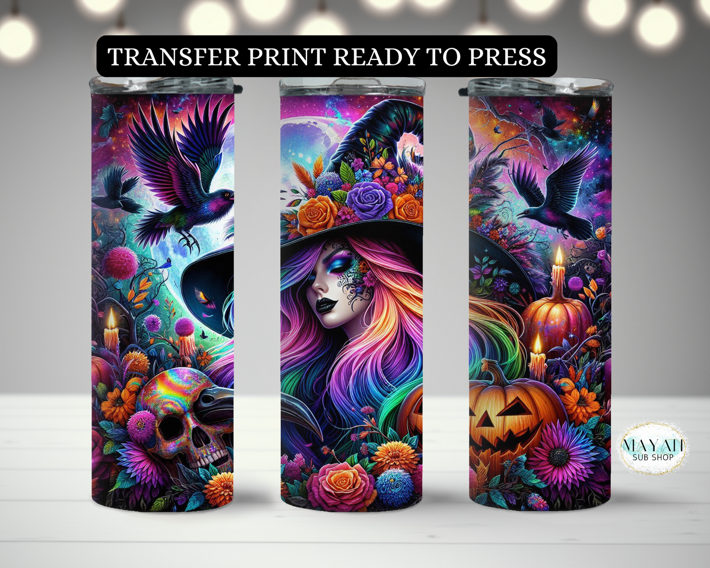 Neon Witch Transfer Print - Mayan Craft Shop
