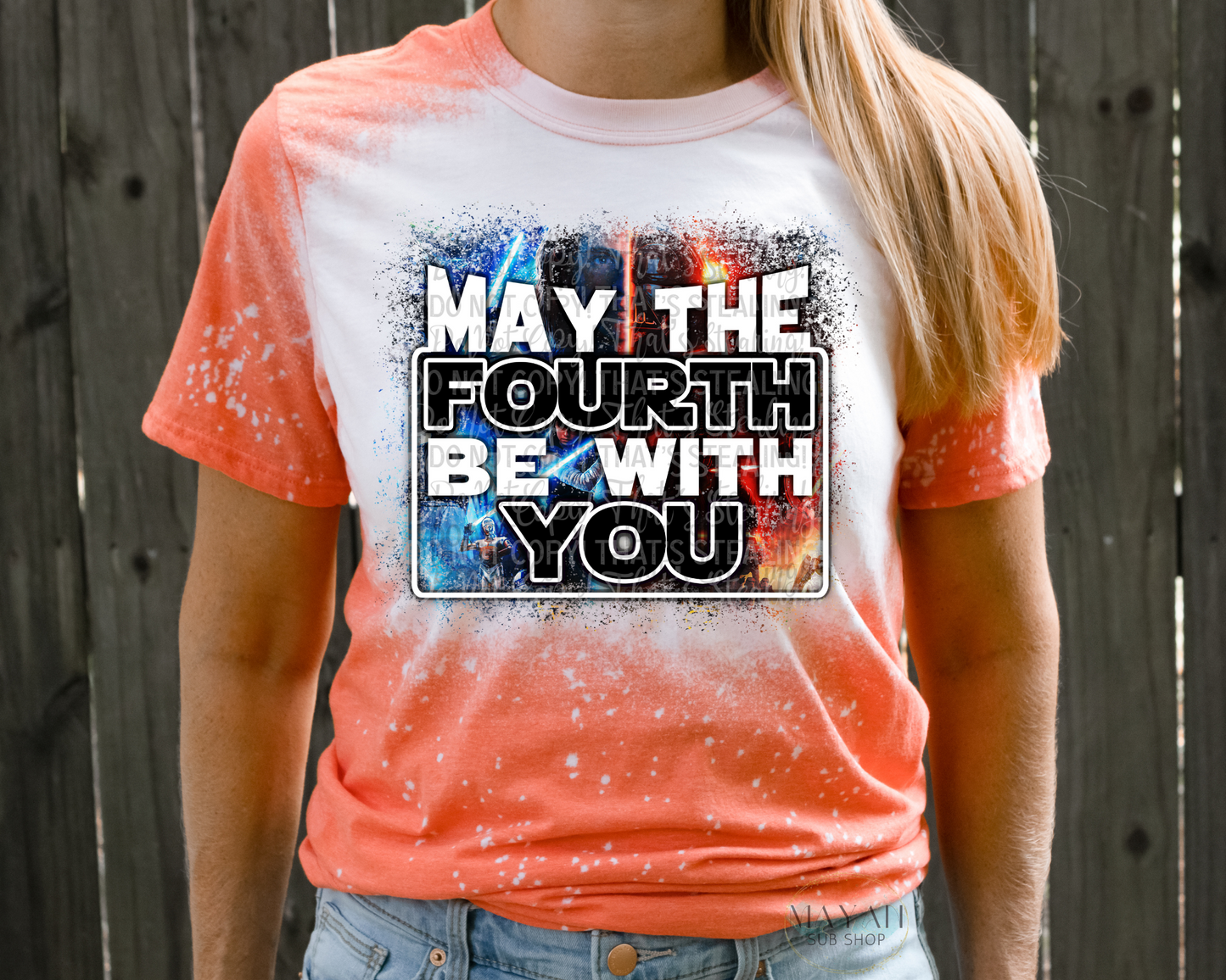 May The Fourth Be With You Bleached Tee - Mayan Sub Shop