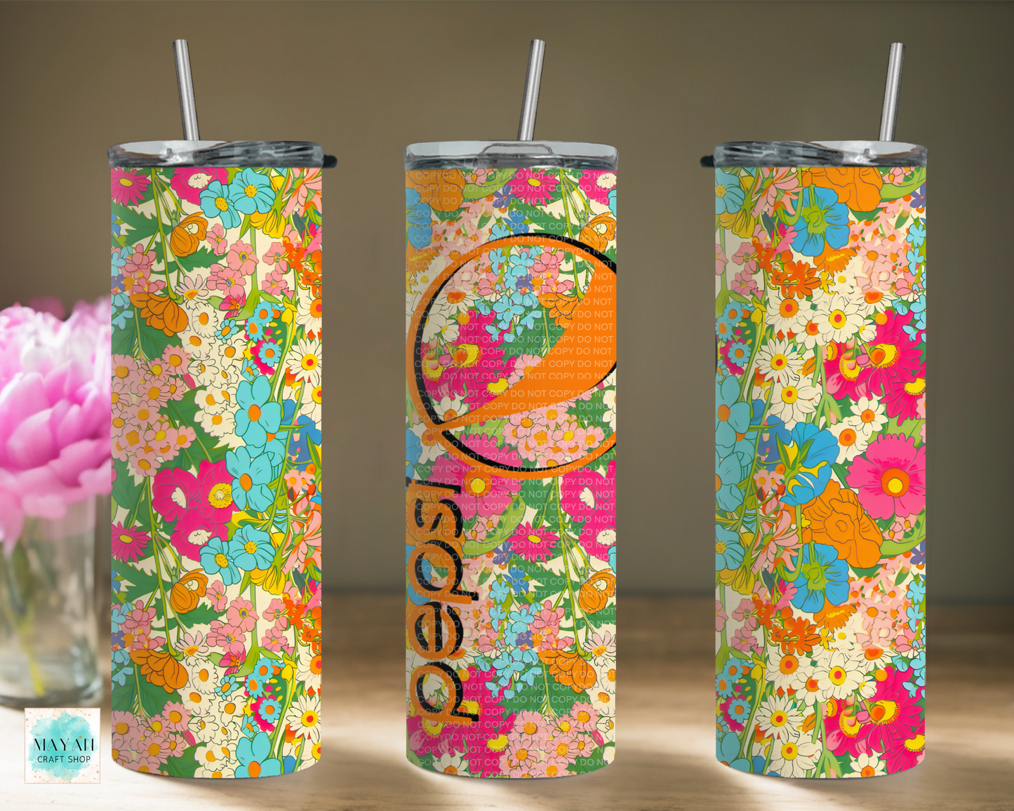 Pep floral tumbler. -Mayan Craft Shop