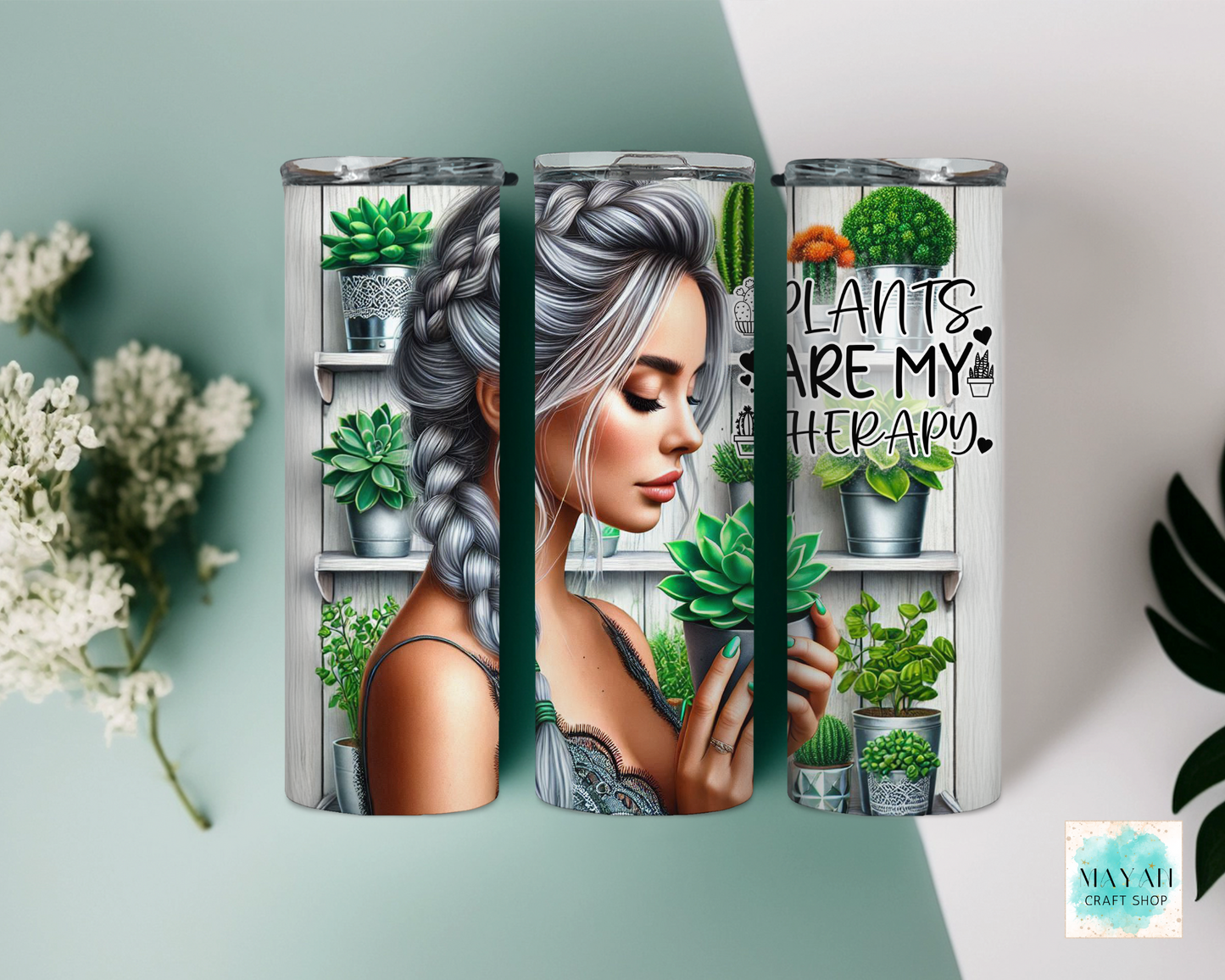 Plants are my therapy tumbler. -Mayan Craft Shop